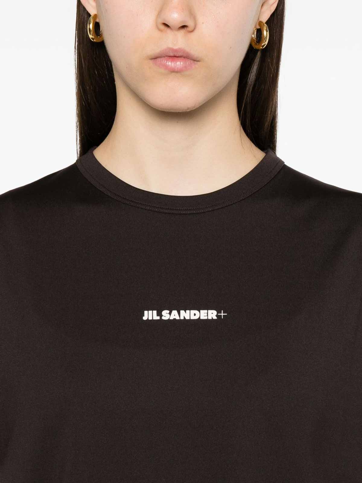 Jil Sander Boxy-fit Brown T-shirt With Centered Logo Print In Animal Print