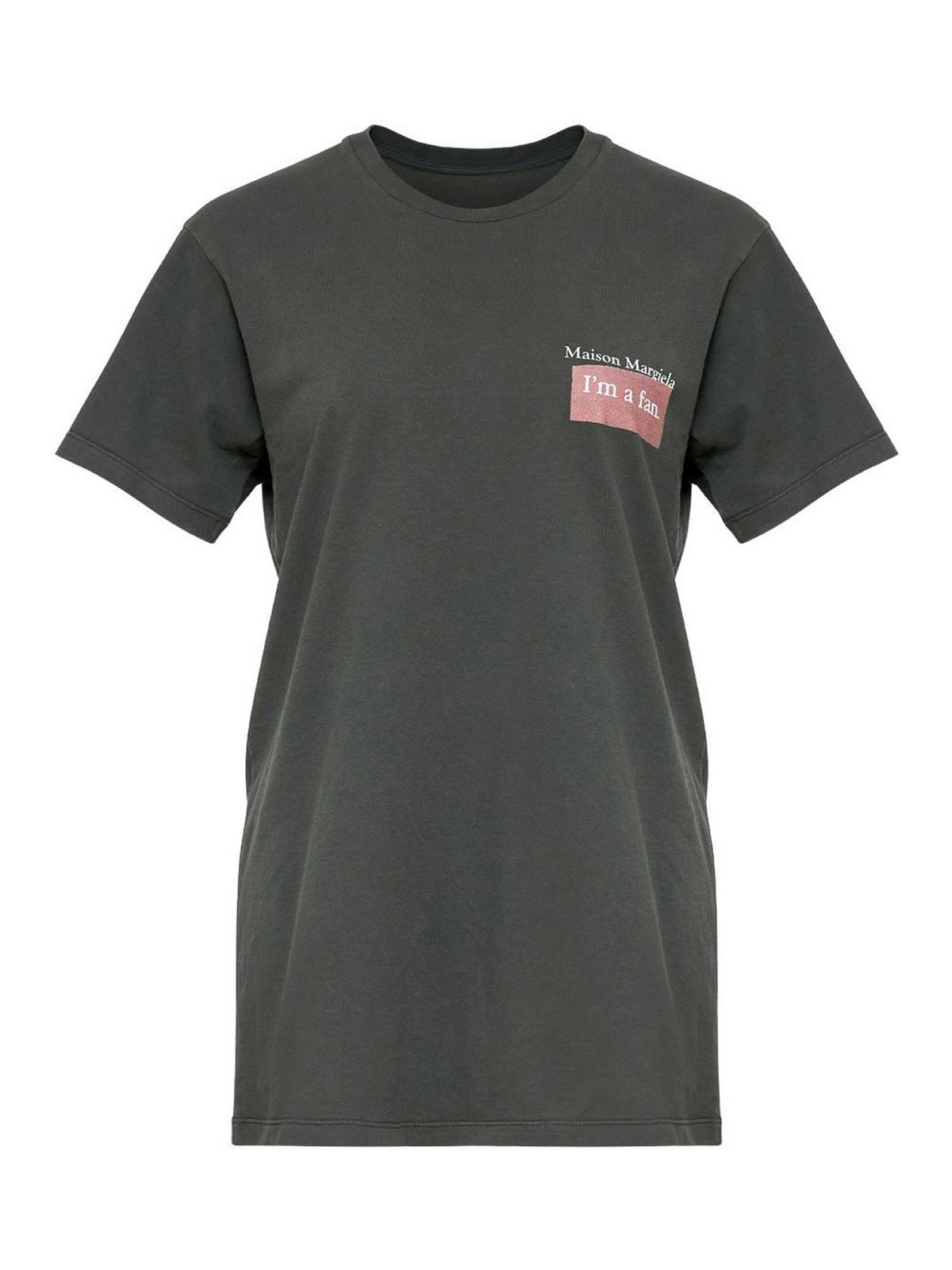 Maison Margiela Crew Neck T-shirt With Print In Gray