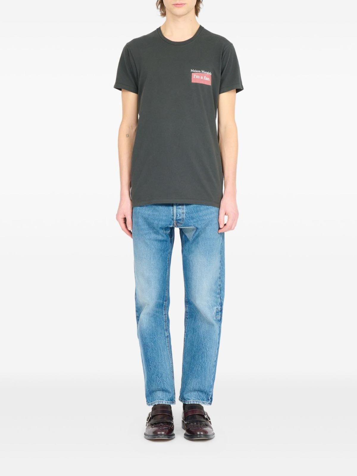 Maison Margiela Crew Neck T-shirt With Print In Gray