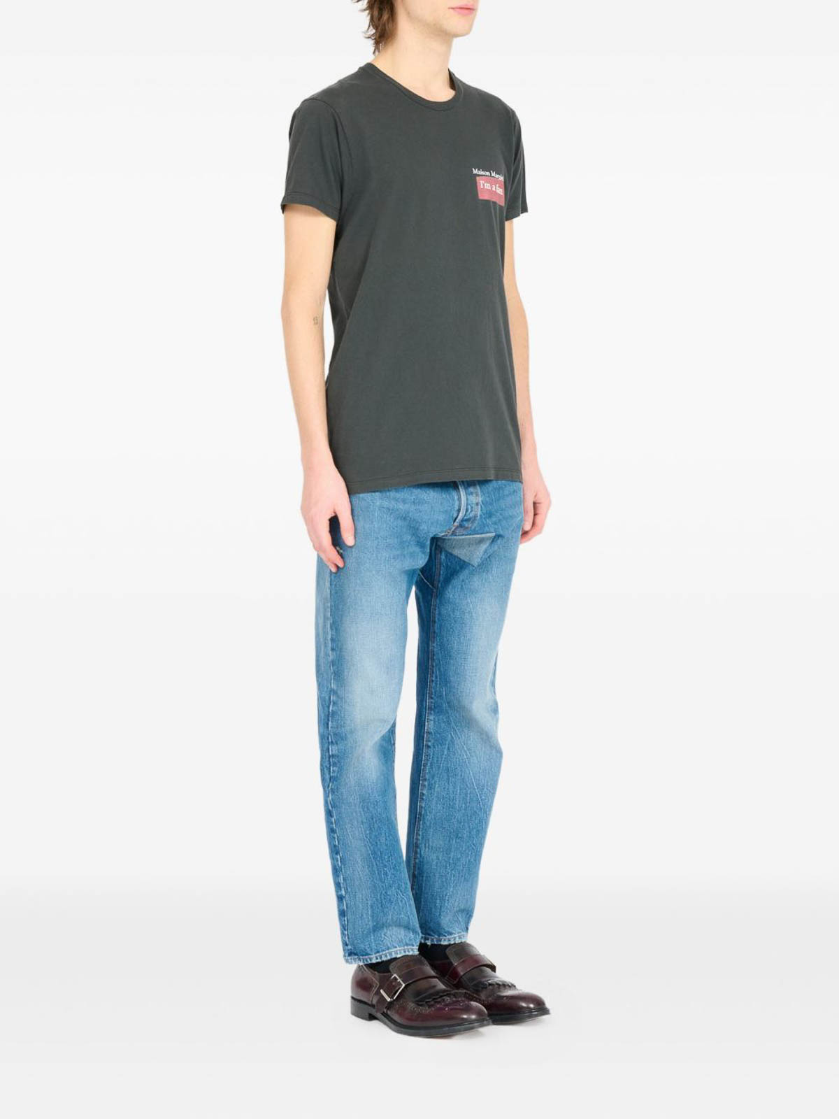 Maison Margiela Crew Neck T-shirt With Print In Gray