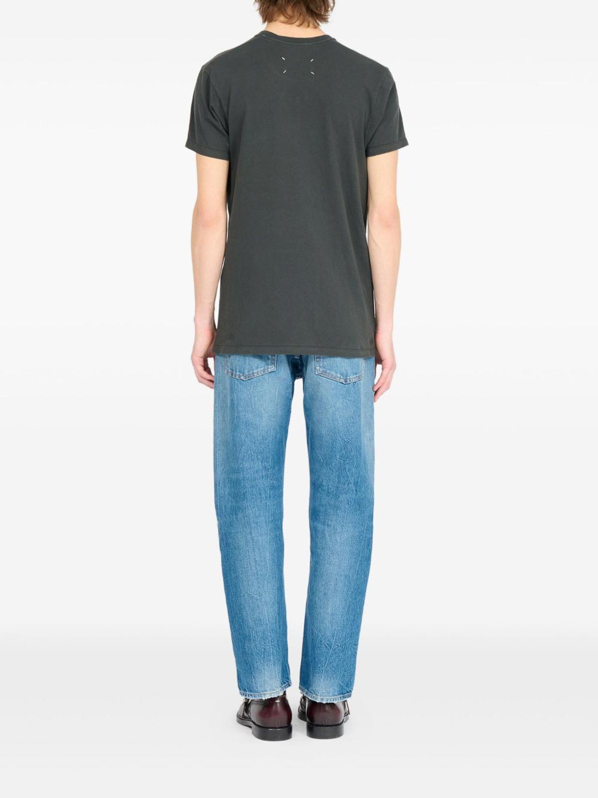 Maison Margiela Crew Neck T-shirt With Print In Gray