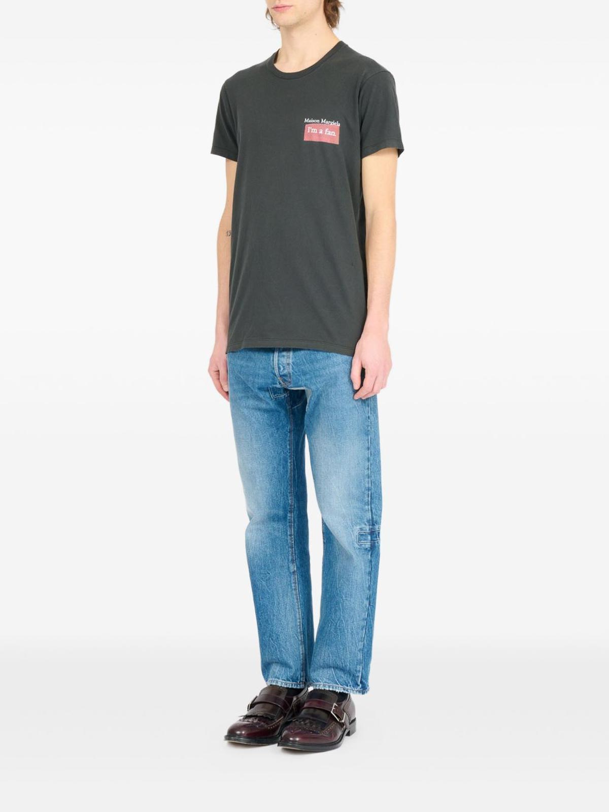 Maison Margiela Crew Neck T-shirt With Print In Gray