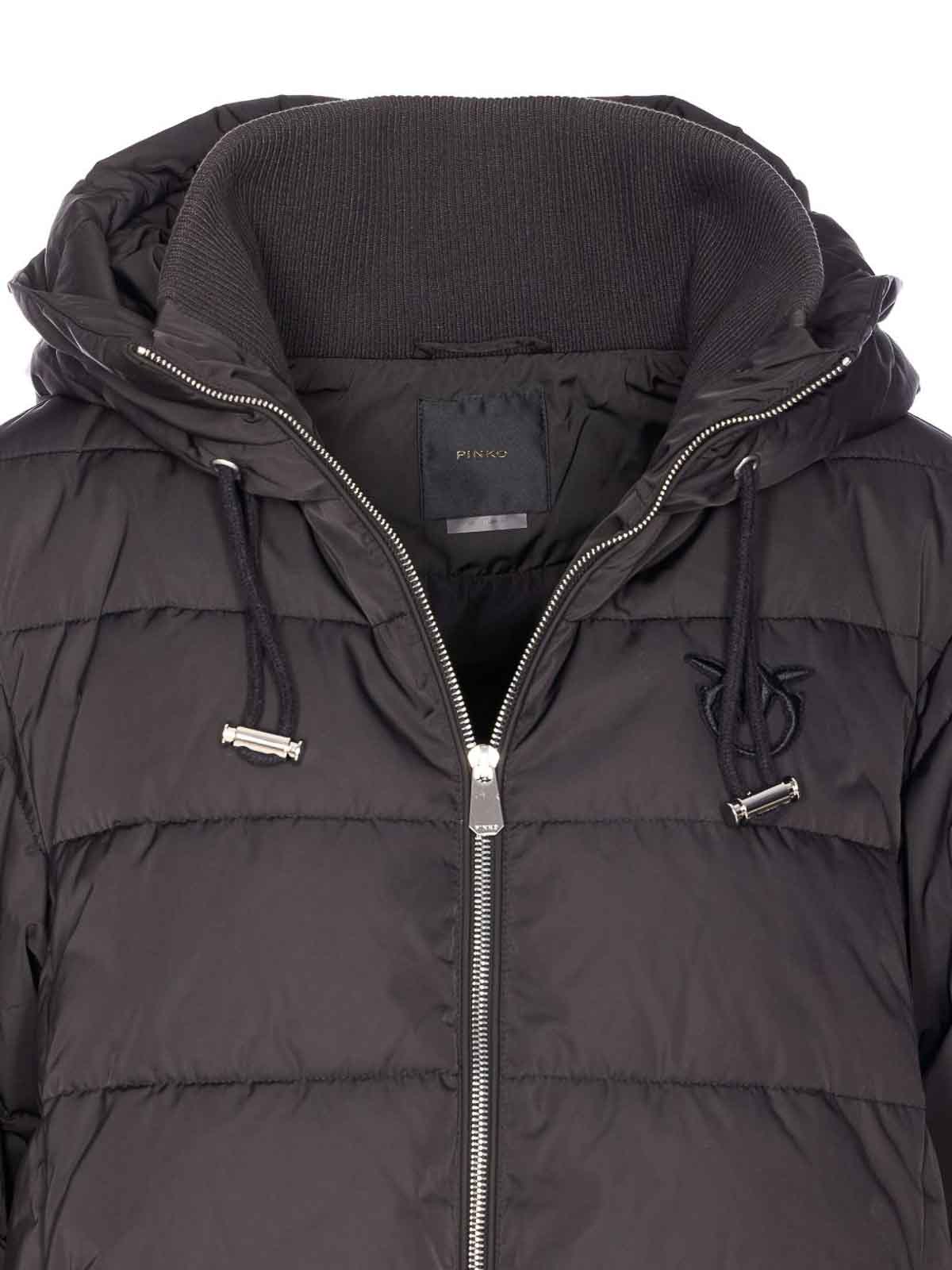 Pinko Contemporary Padded Coat With Horizontal Quilting In Gray