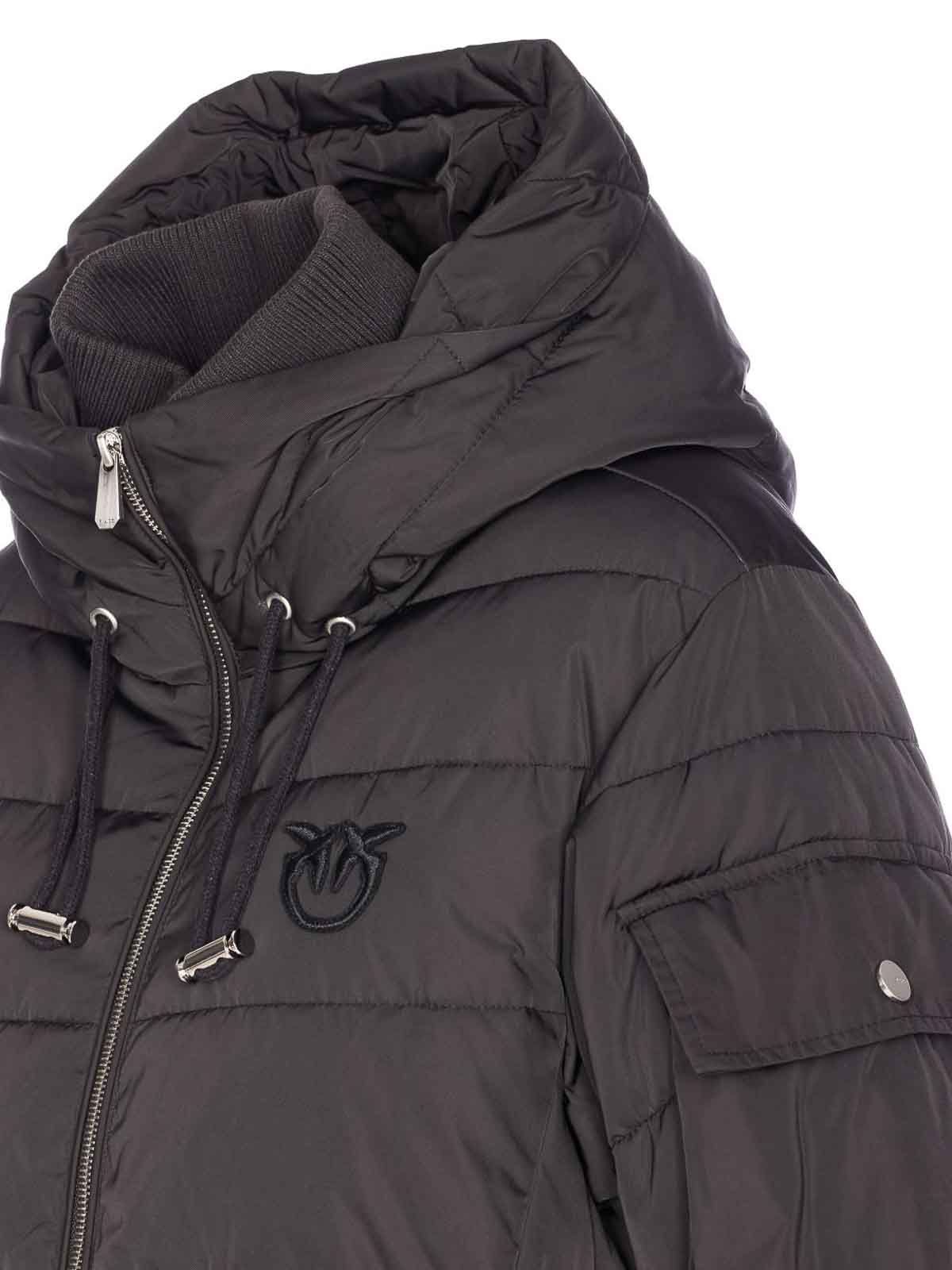 Pinko Contemporary Padded Coat With Horizontal Quilting In Gray