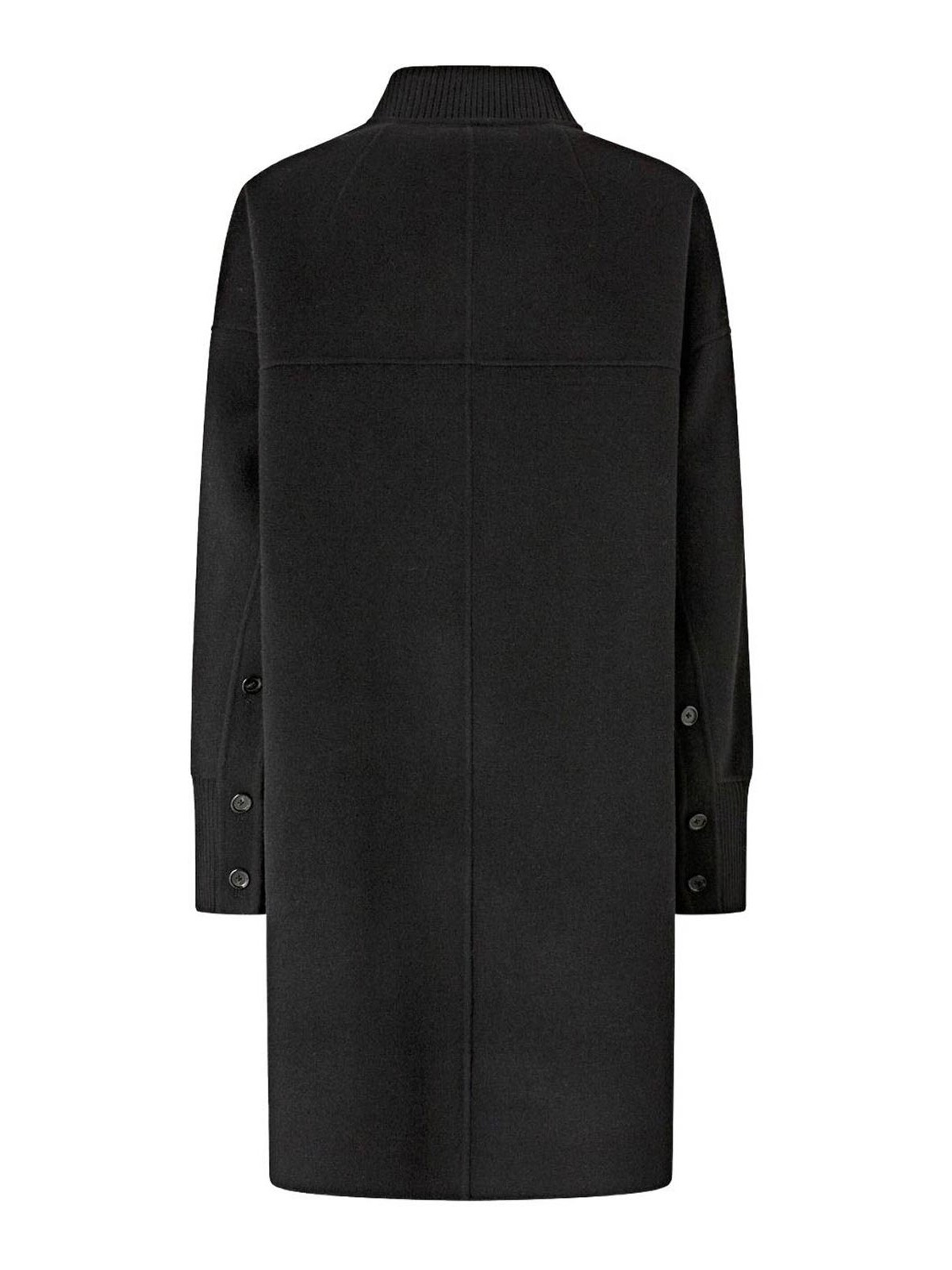 Pinko Long Coat In Double Fabric In Black