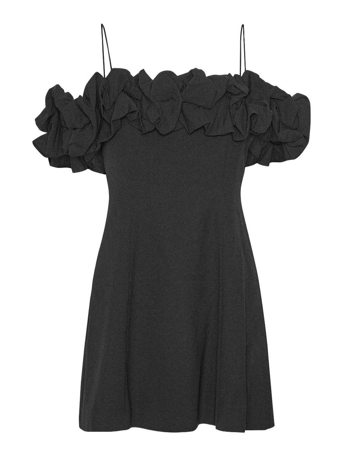 Rotate Birger Christensen Mini Dress With Ruffled Trim In Gray