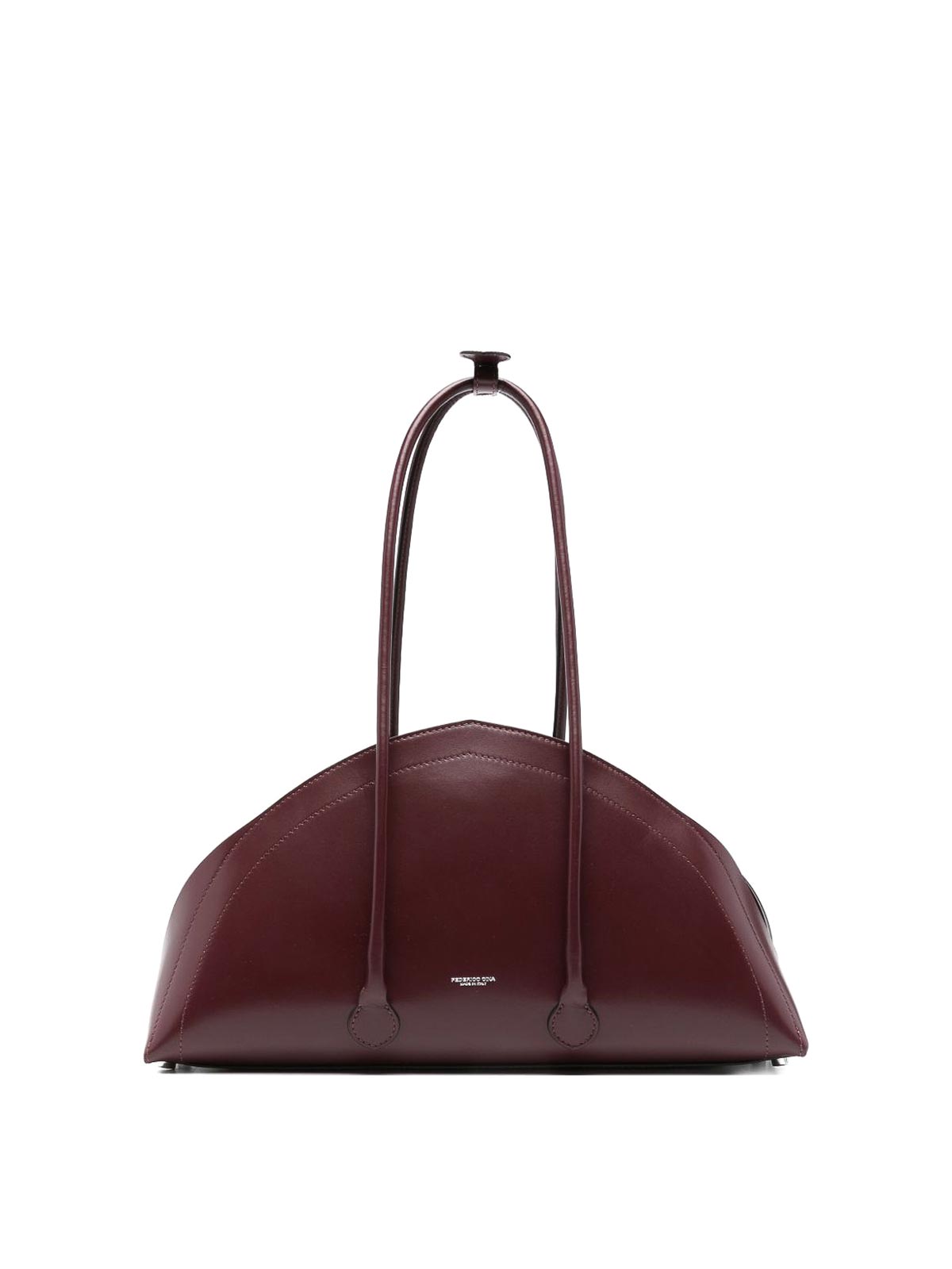 Federico Cina Bordeaux Handbag With Elongated Semi-circular Silhouette In Red