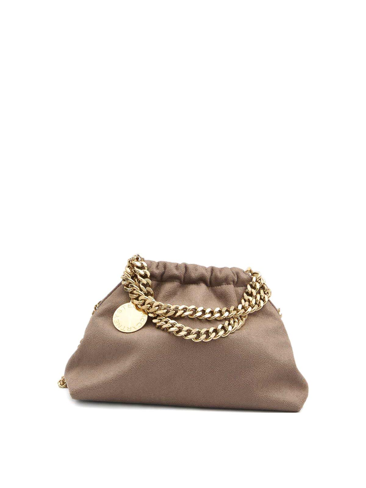 Stella Mccartney Falabella Mini Crossbody Drawstring Bags In Sand