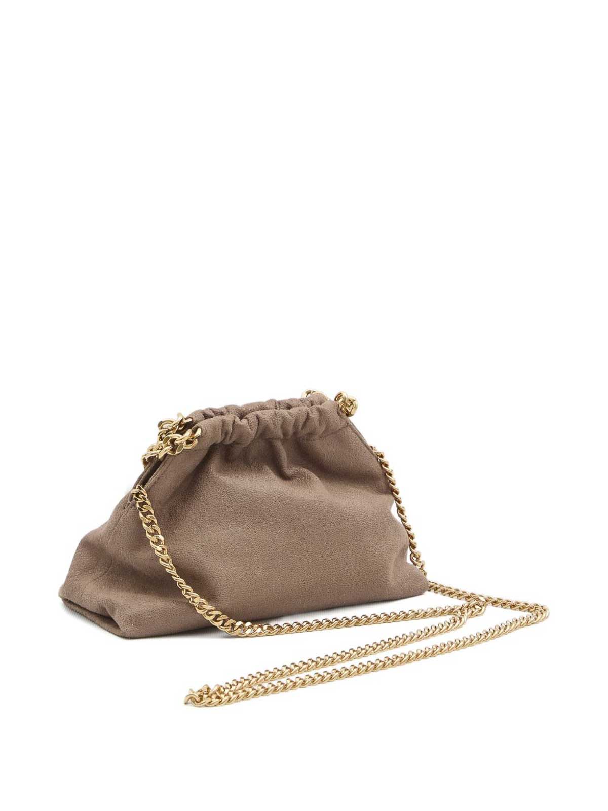 Stella Mccartney Falabella Mini Crossbody Drawstring Bags In Sand