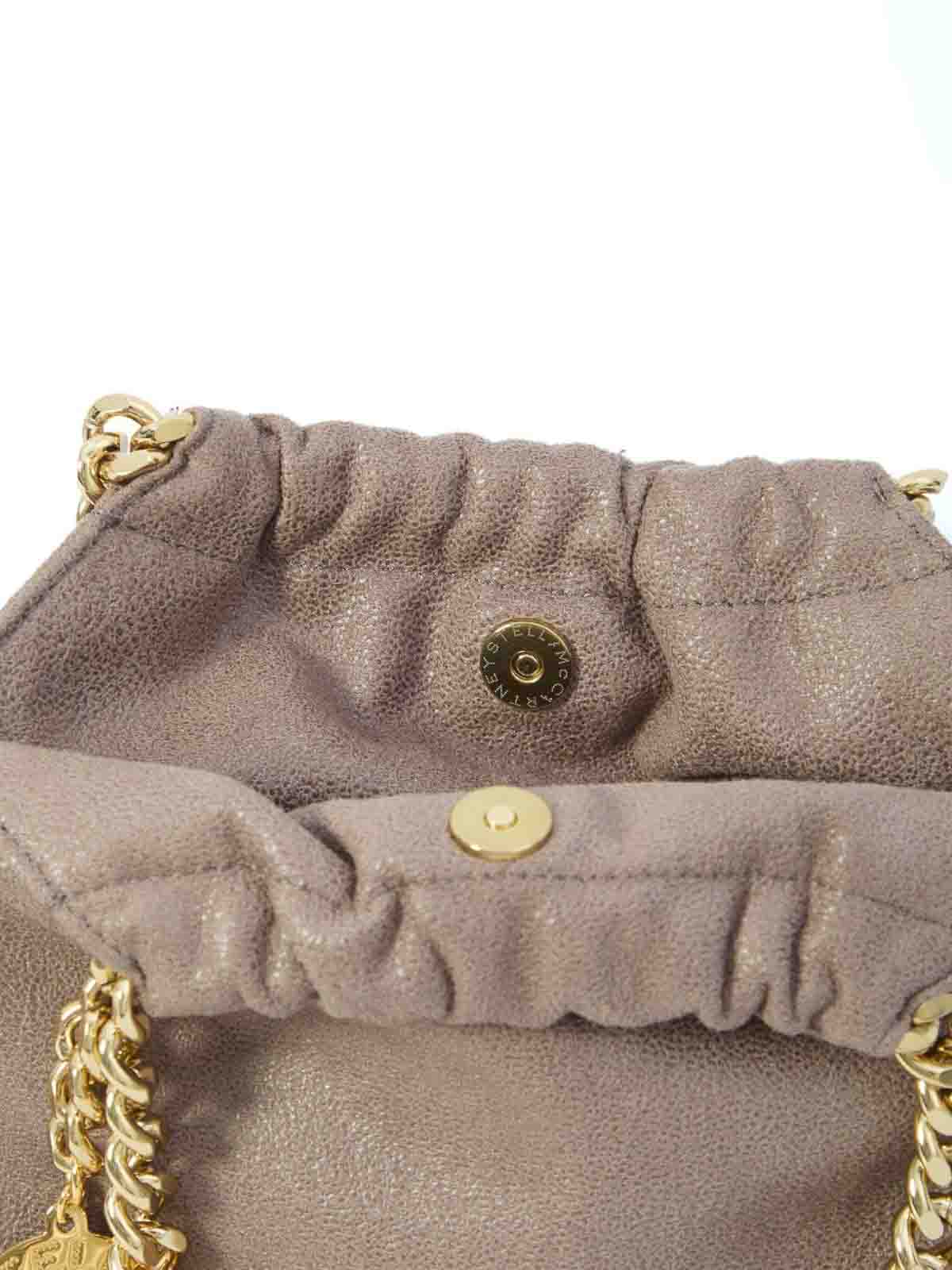 Stella Mccartney Falabella Mini Crossbody Drawstring Bags In Sand