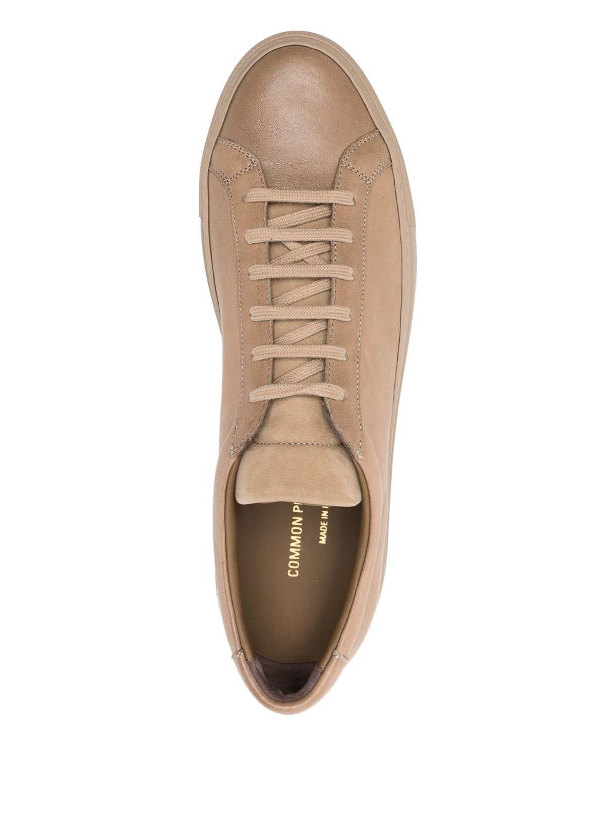 Common Projects Beige Lace Up Sneakers In Nude