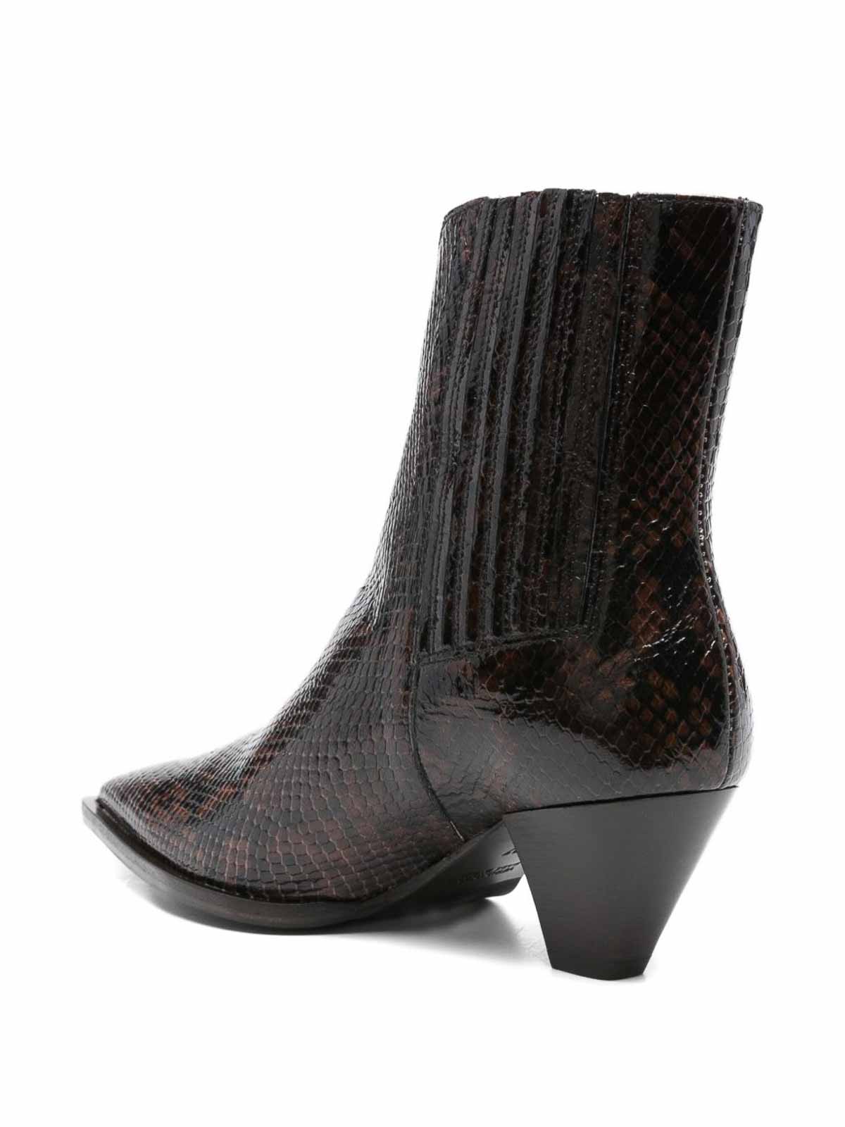 Guglielmo Rotta Elegant Ankle Boots With Textured Snakeskin Finish In Brown