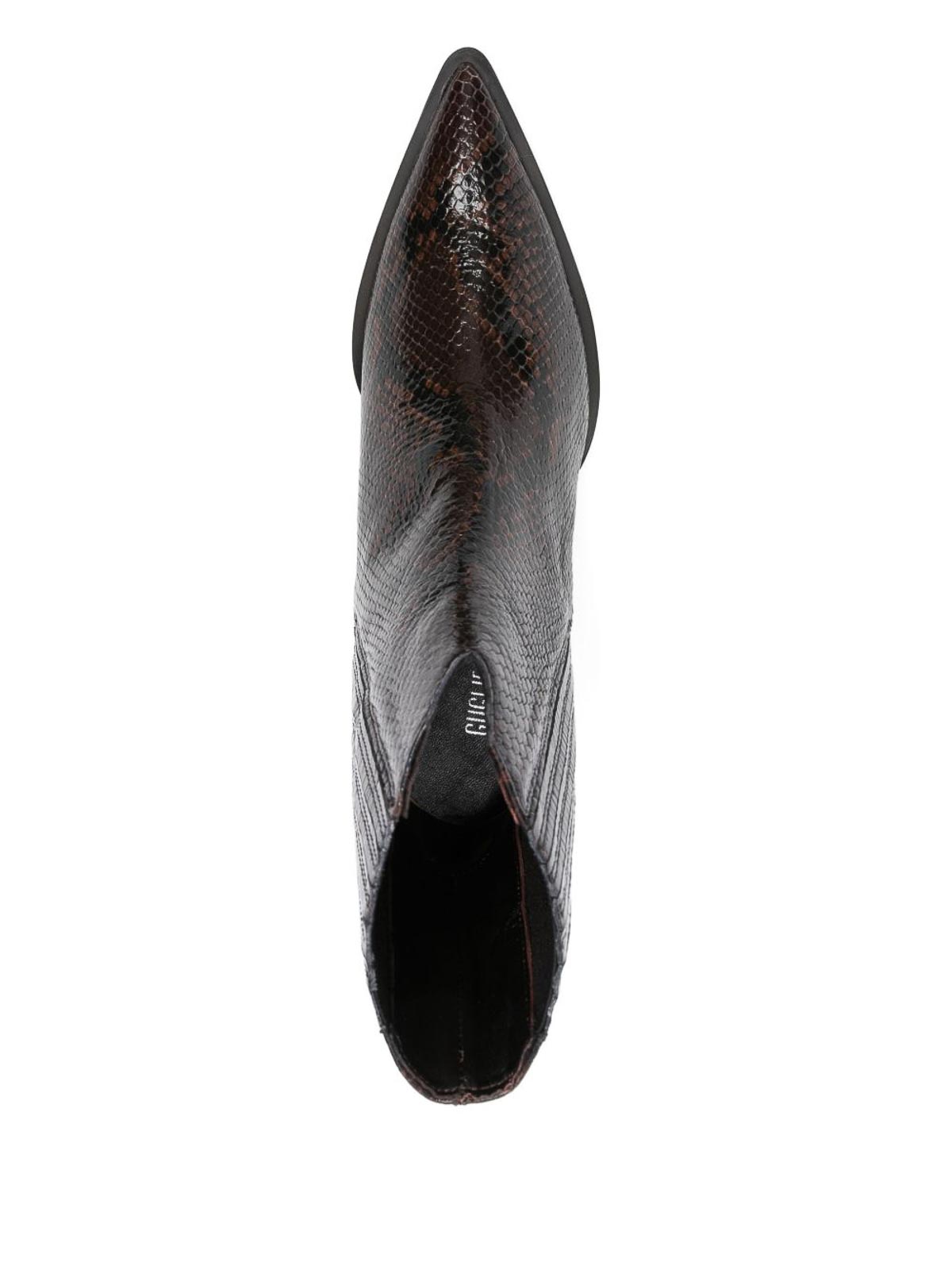 Guglielmo Rotta Elegant Ankle Boots With Textured Snakeskin Finish In Brown