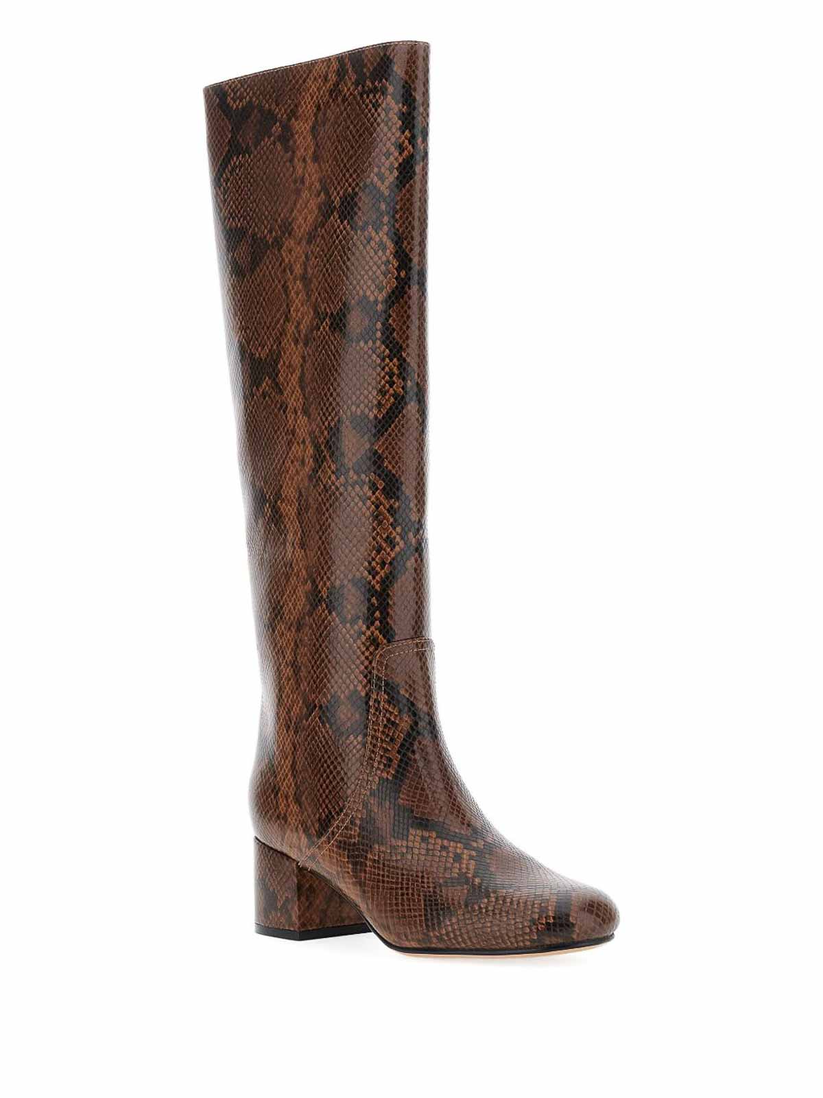 Twinset 50mm Snake-print Block-heel Boots In Multi