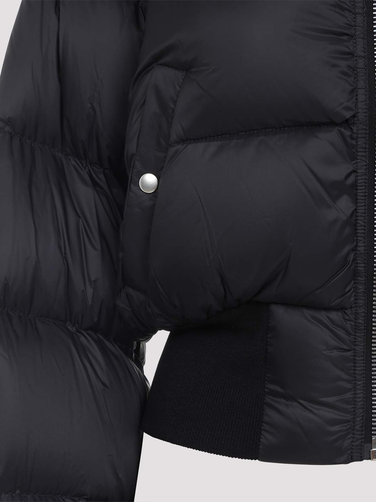 Rick Owens Cropped Puffer Jacket With High Collar In Black