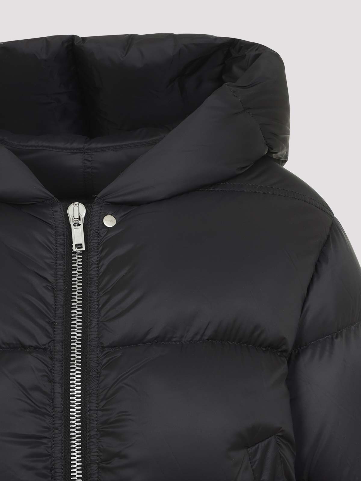 Rick Owens Cropped Puffer Jacket With High Collar In Black