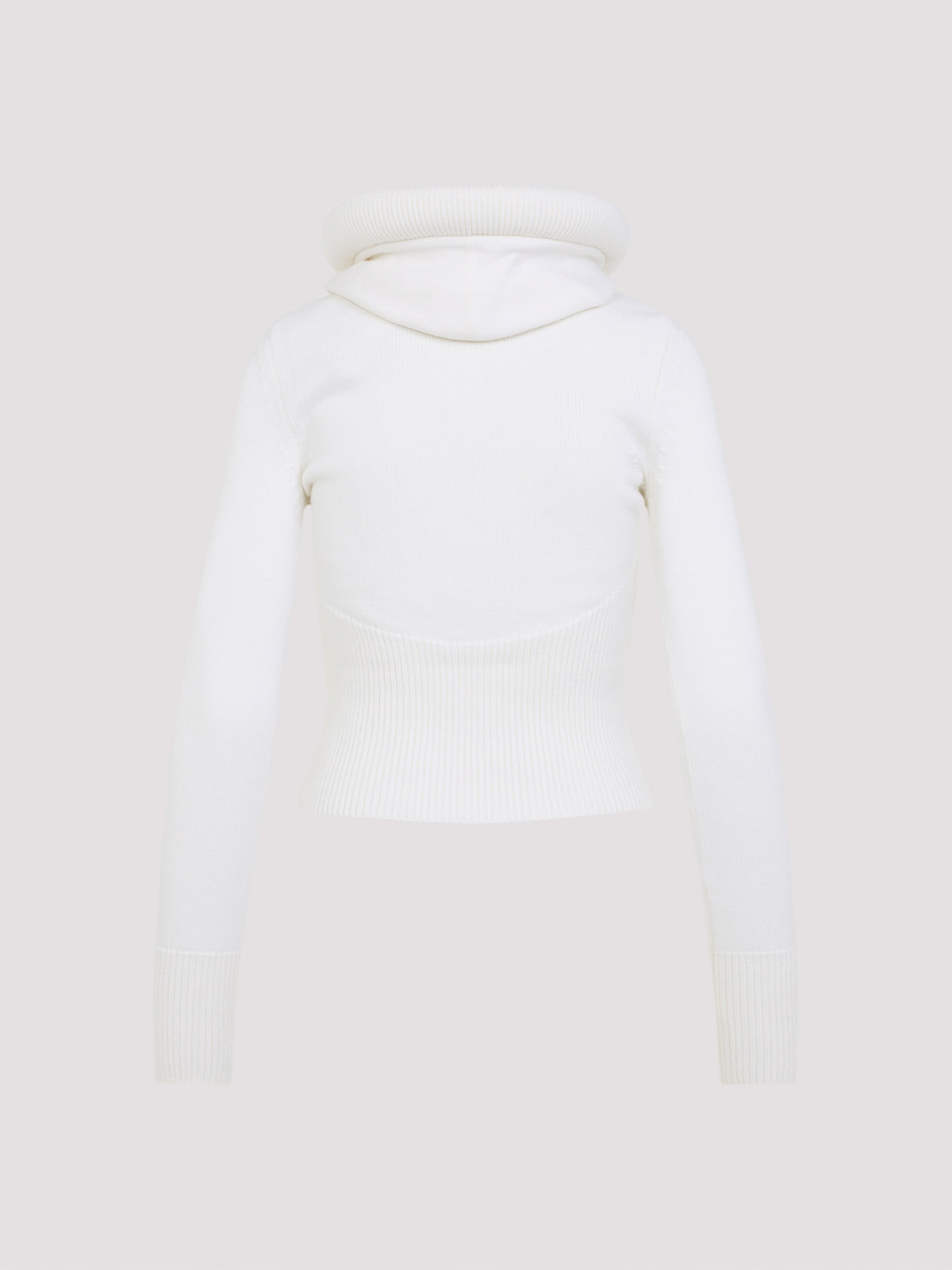 Alaïa Cropped Long Sleeve Hooded Knit Jumper In White