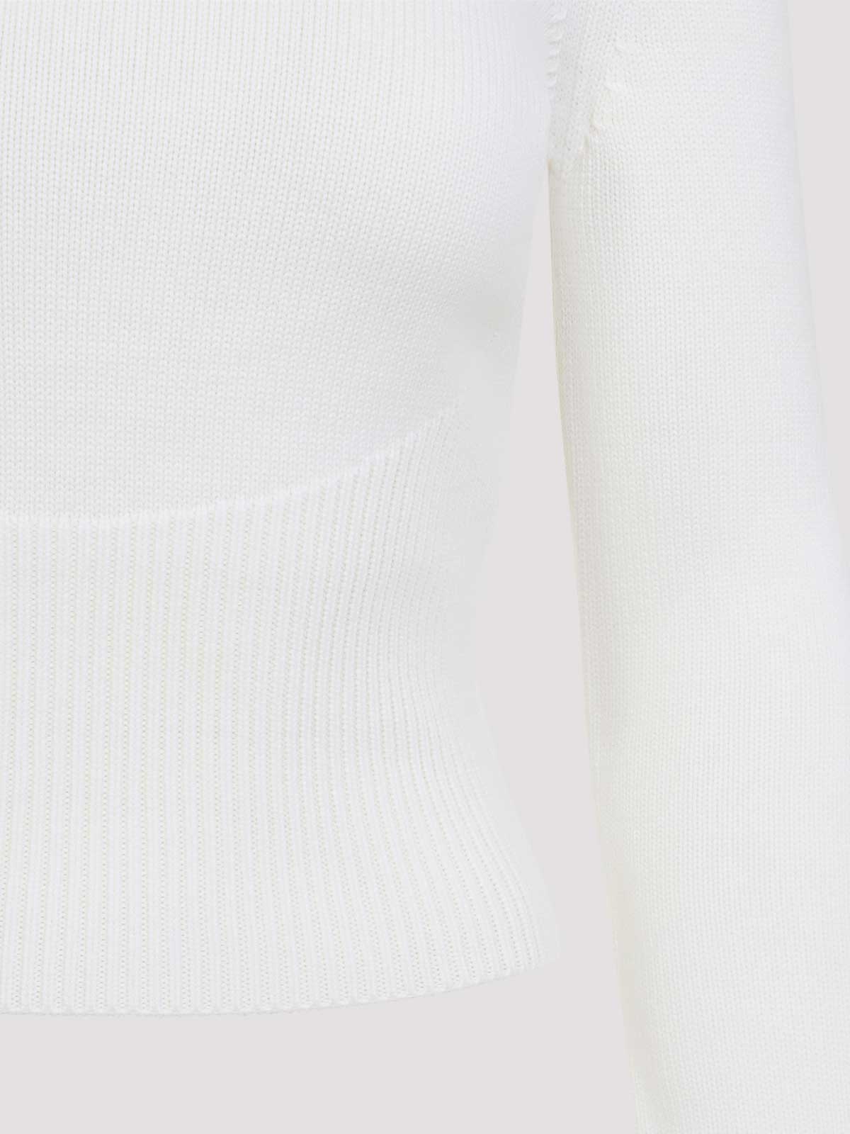 Alaïa Cropped Long Sleeve Hooded Knit Jumper In White