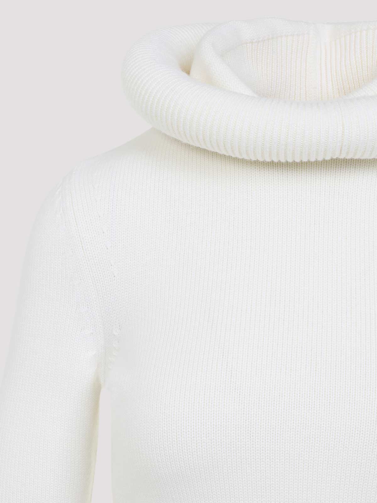 Alaïa Cropped Long Sleeve Hooded Knit Jumper In White