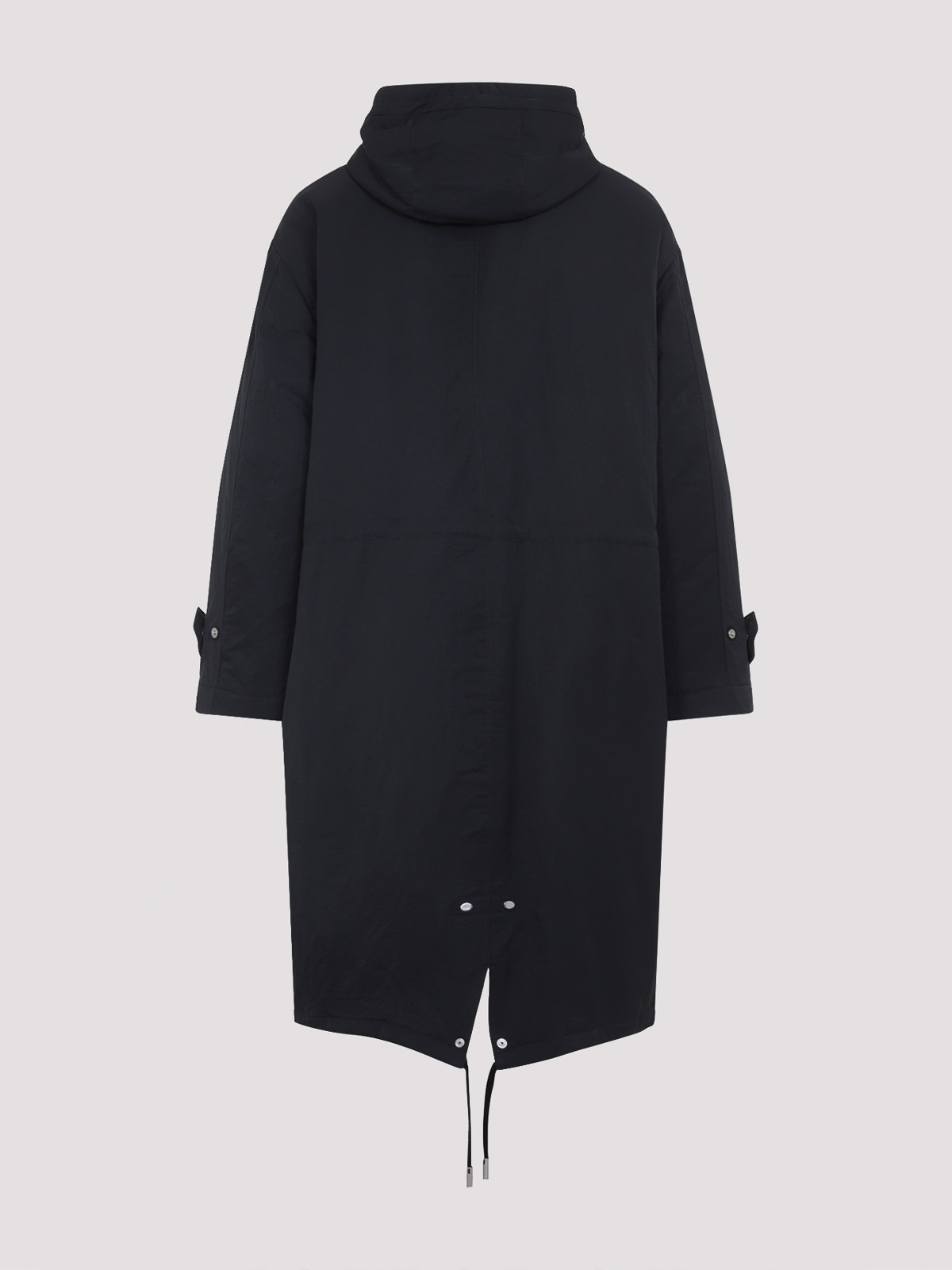 Ami Alexandre Mattiussi Long Grey Polyamide Jacket With Adjustable Hood And Flap Pockets In Black