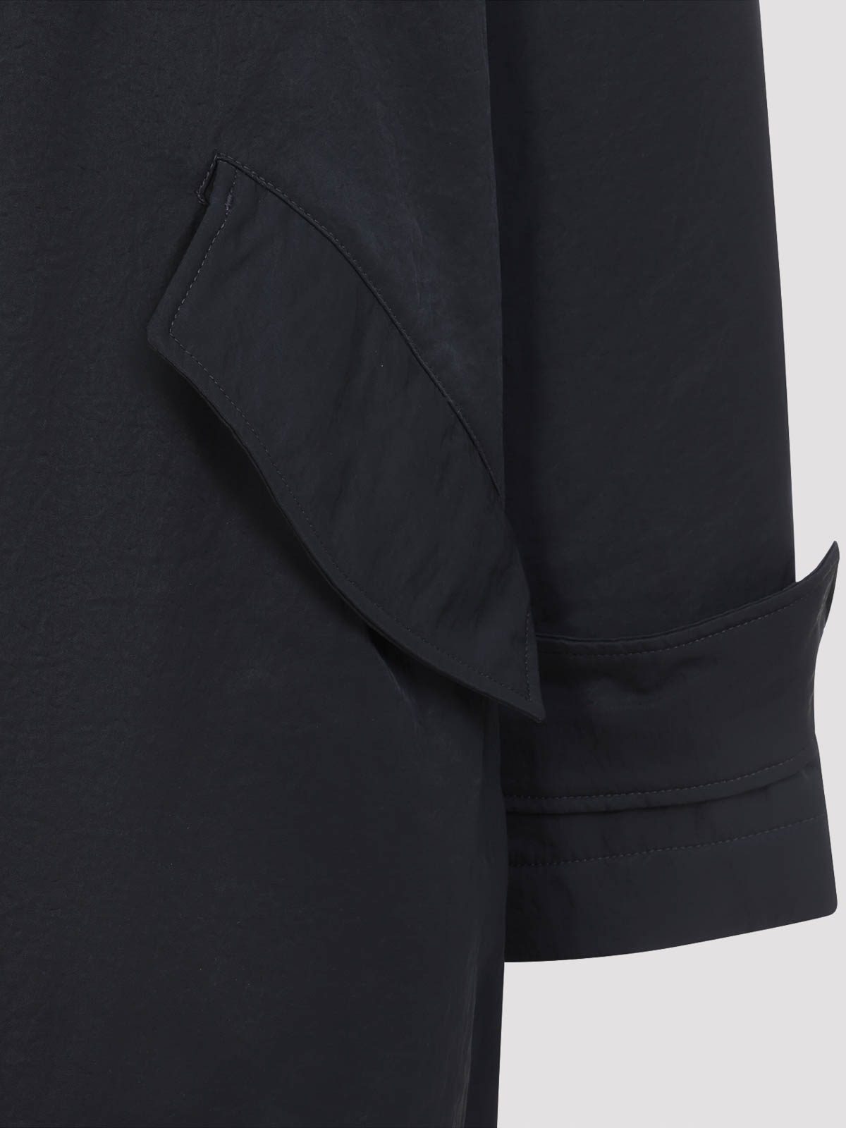 Ami Alexandre Mattiussi Long Grey Polyamide Jacket With Adjustable Hood And Flap Pockets In Black