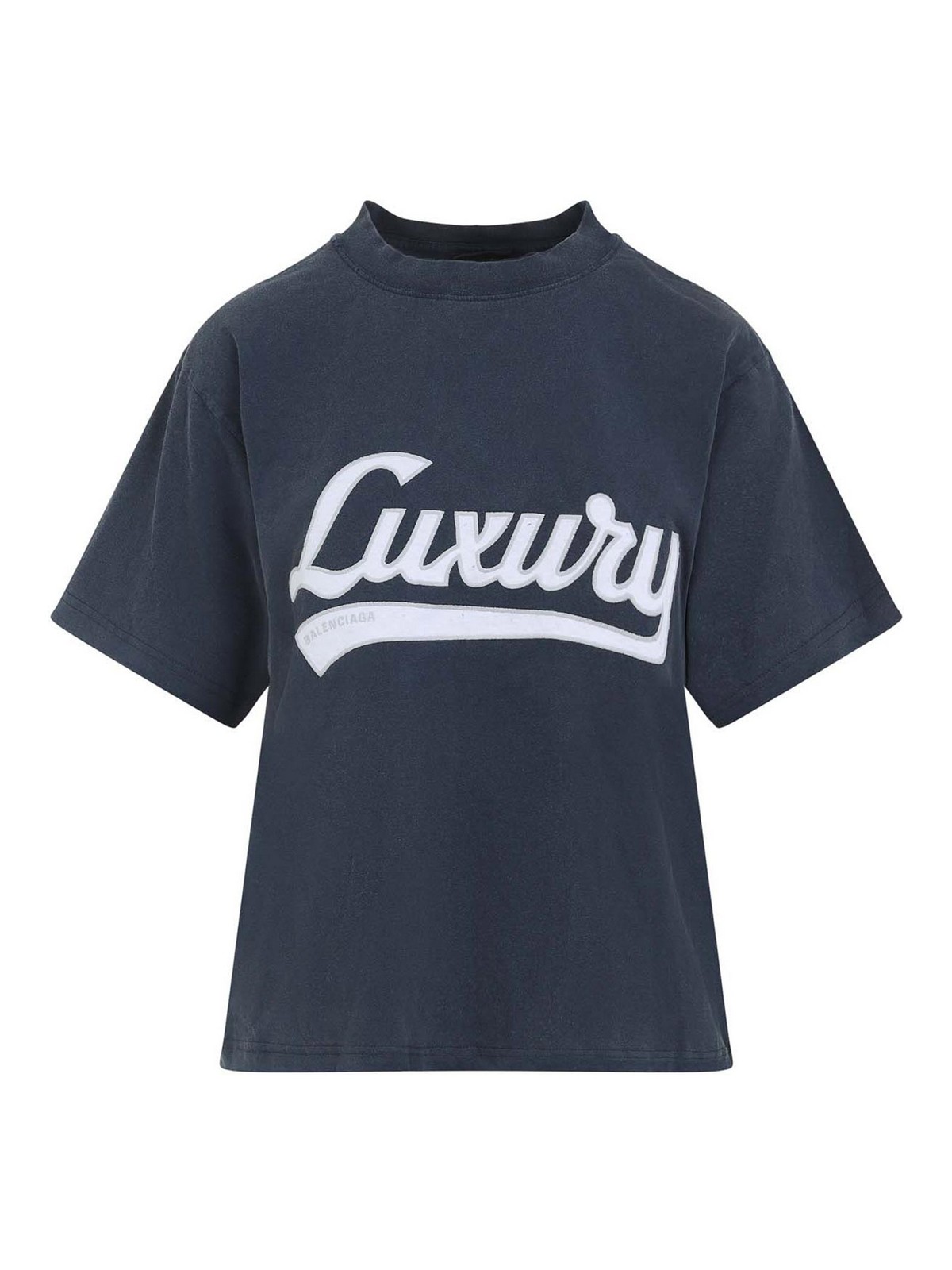 Balenciaga Embroidered Short-sleeved T-shirt In Blue