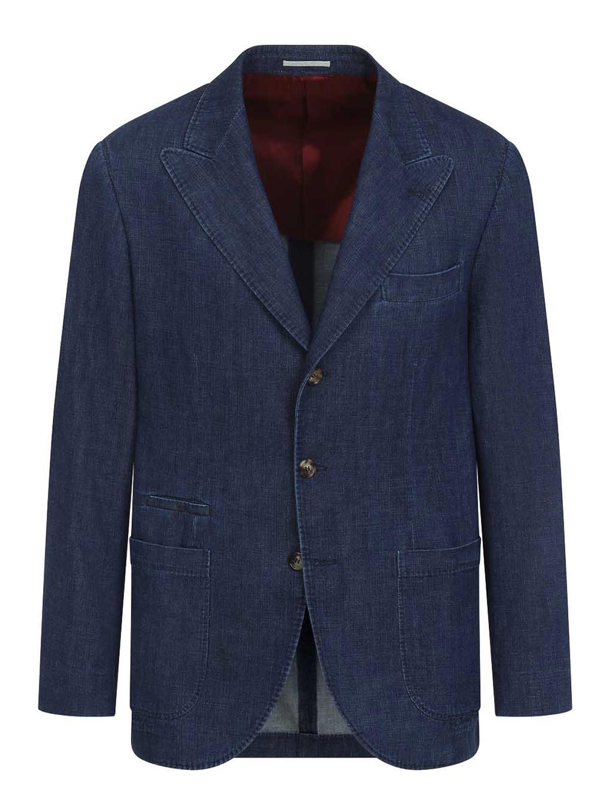 Brunello Cucinelli Single-breasted Denim Blazer In Blue