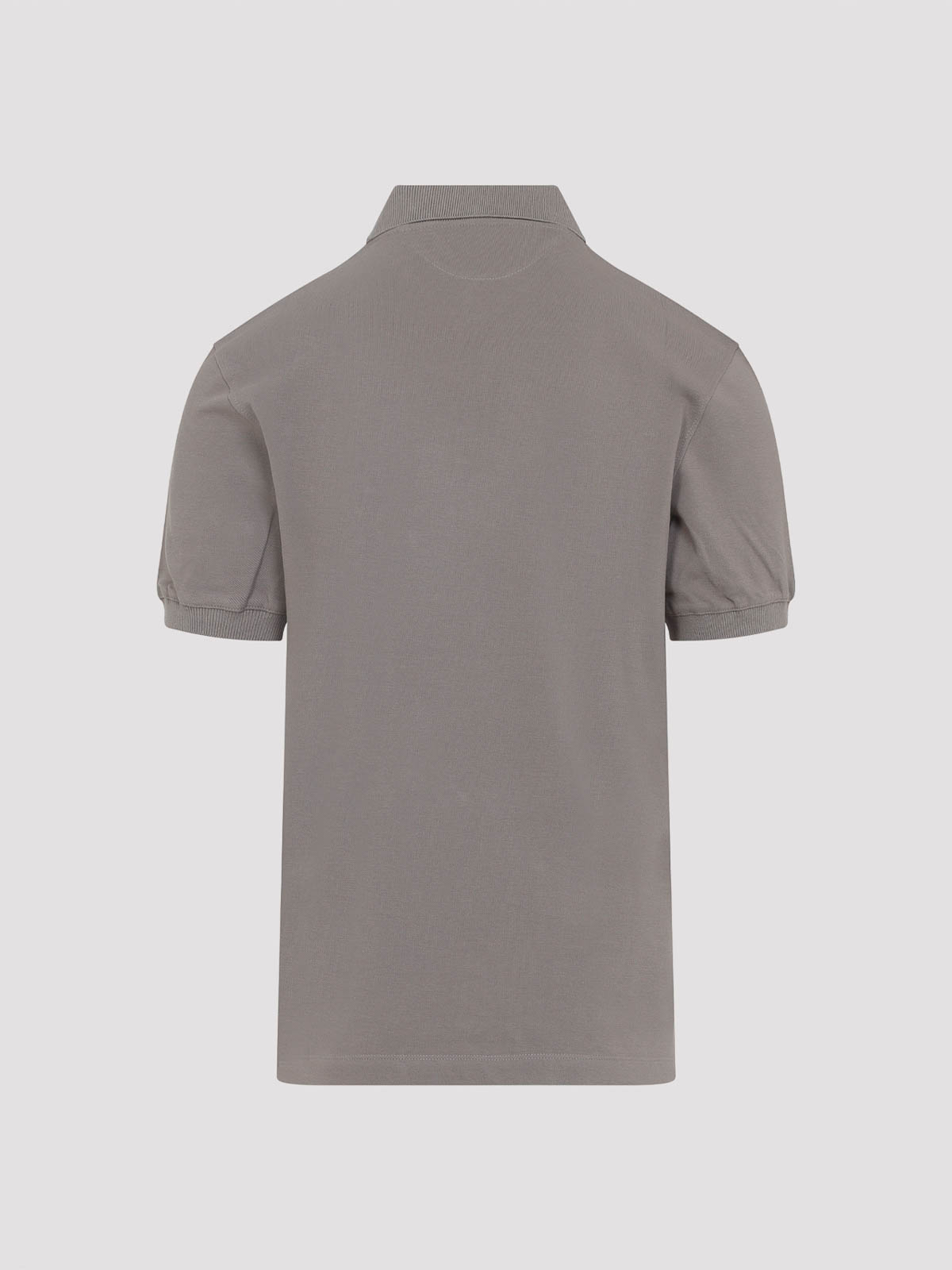 Brunello Cucinelli Cotton Polo With Ribbed Trims And Straight Hem In Gray