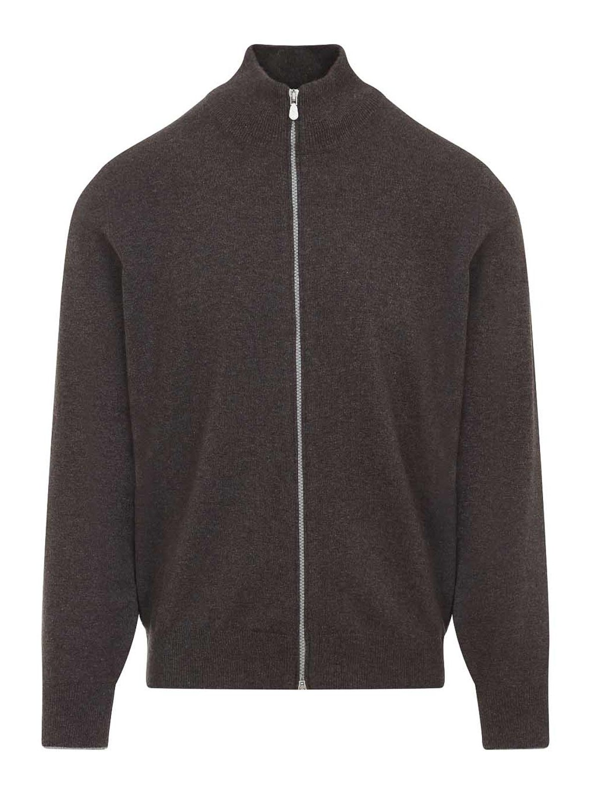 Brunello Cucinelli Full Zip Cardigan In Brown