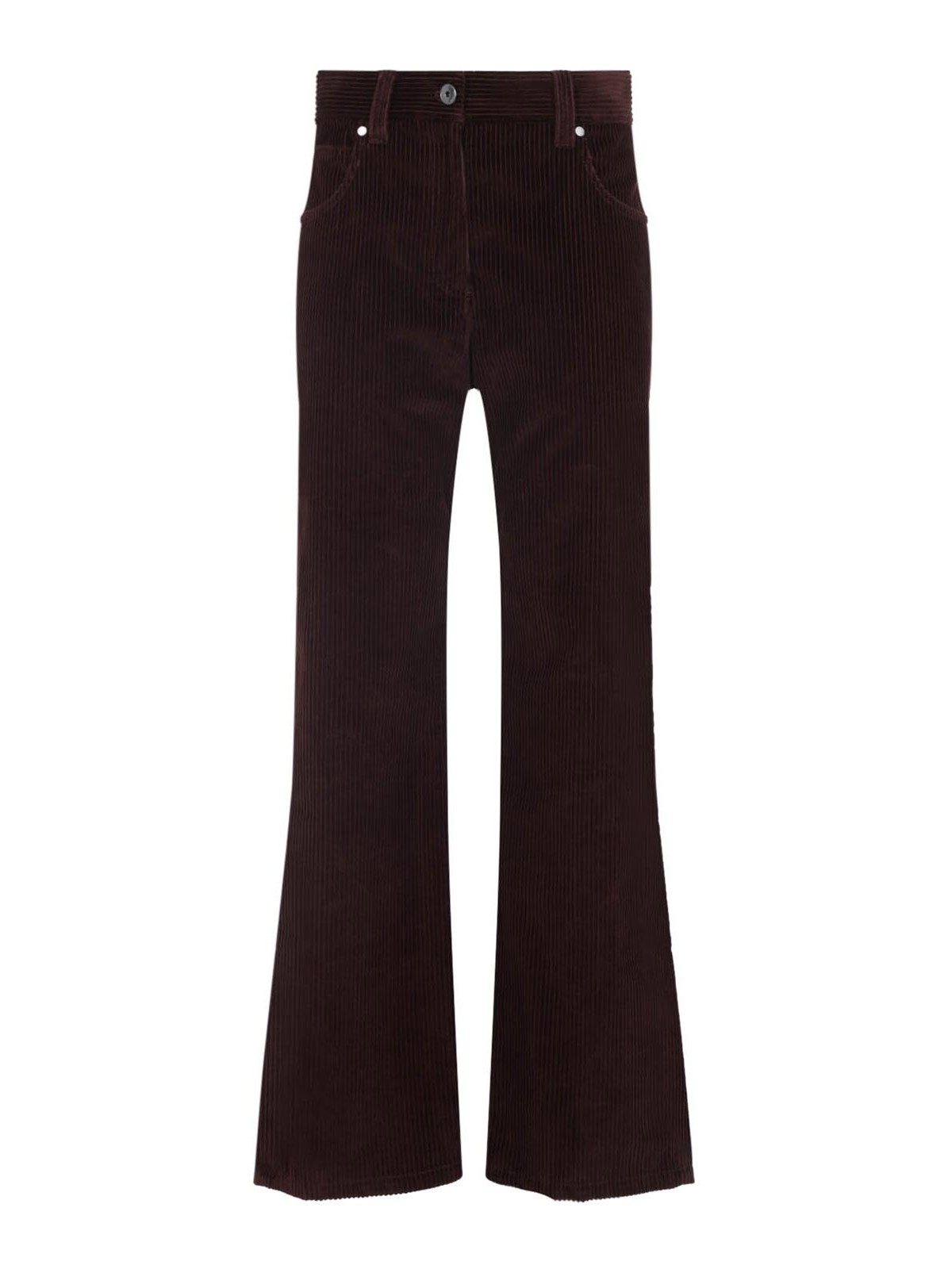 Brunello Cucinelli Wide-leg Bordeaux Velvet Trousers Women In Brown