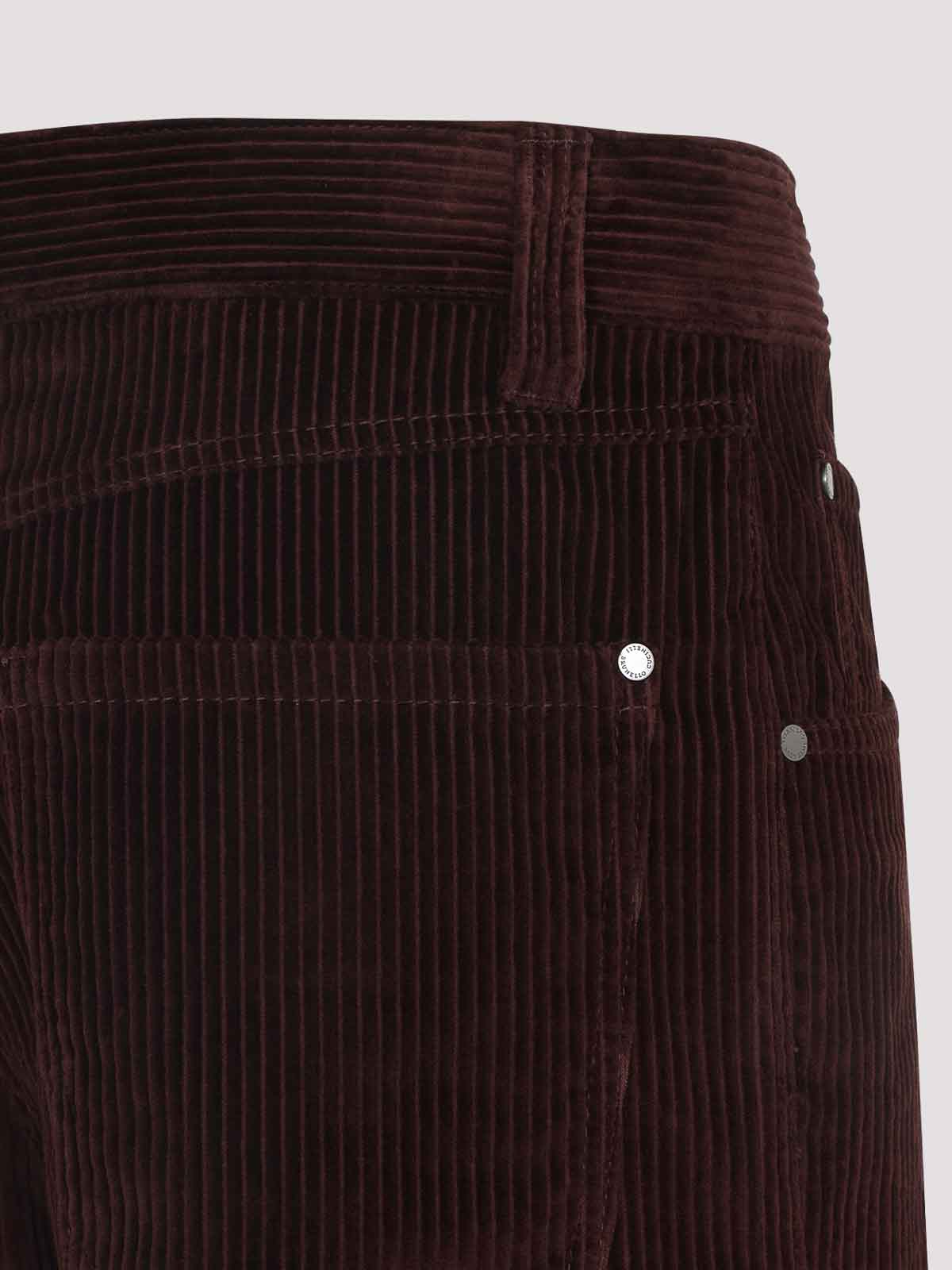 Brunello Cucinelli Wide-leg Bordeaux Velvet Trousers Women In Brown