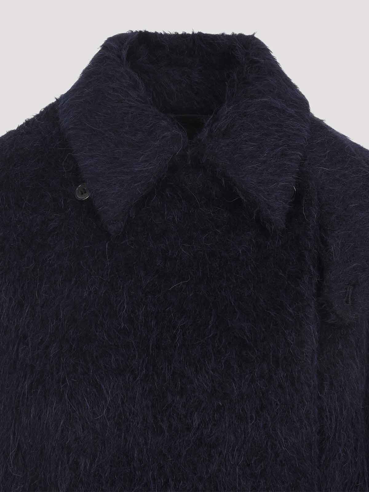 Carven Midnight Blue Alpaca Long Belted Coat In Blue