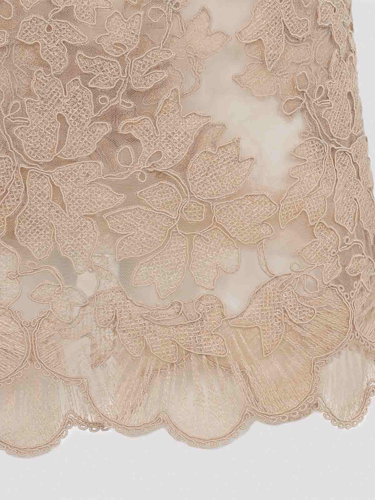 Ermanno Scervino Floral Lace Overlay Mini Dress In Brown