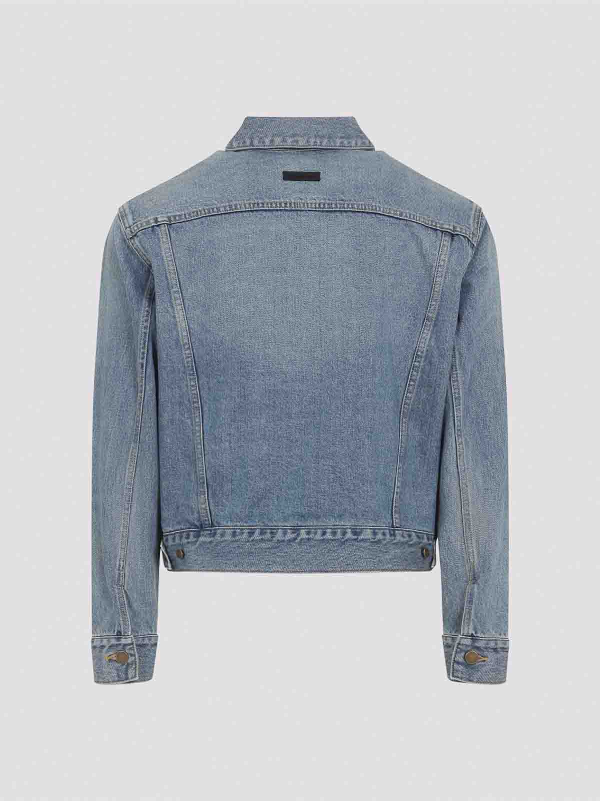 Fear Of God Light Blue Denim Jacket With Button-up Front And Vintage Finish In Blue