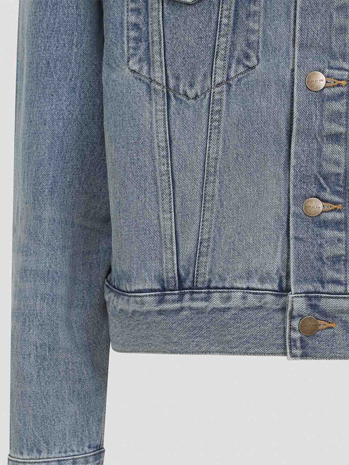 Fear Of God Light Blue Denim Jacket With Button-up Front And Vintage Finish In Blue