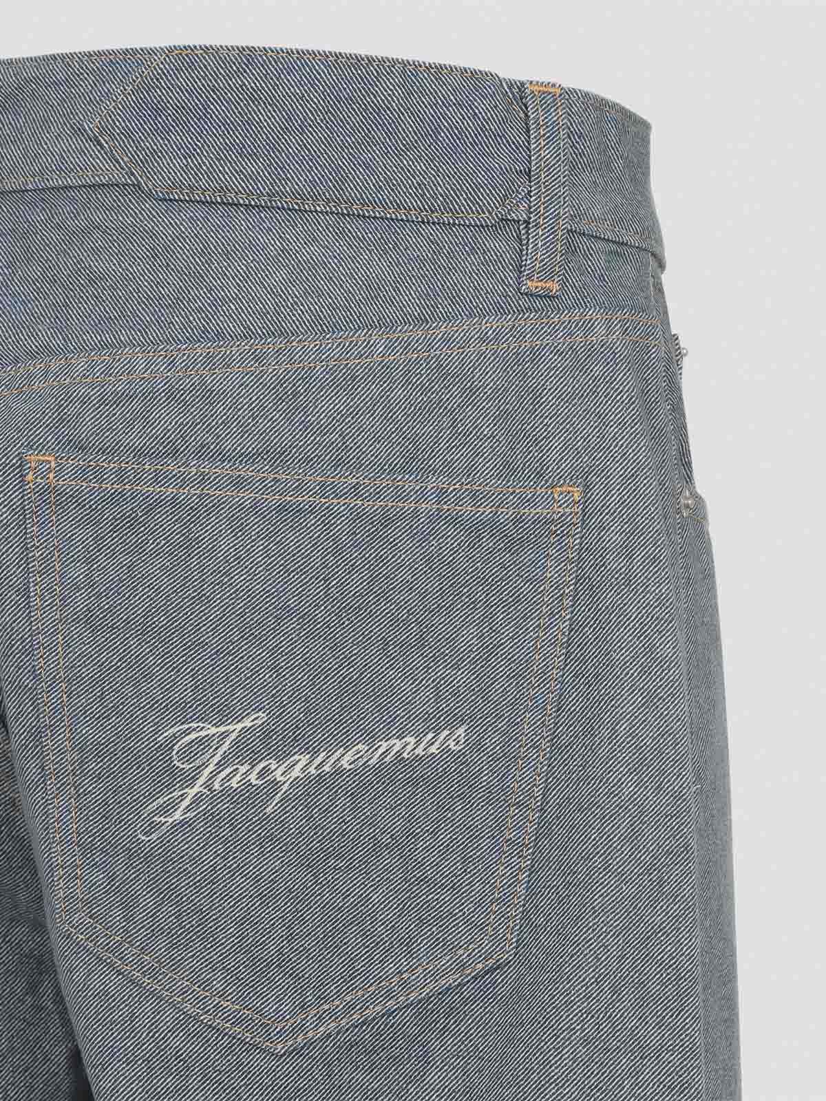 Jacquemus Straight Cut Denim Trousers Pockets In Gray