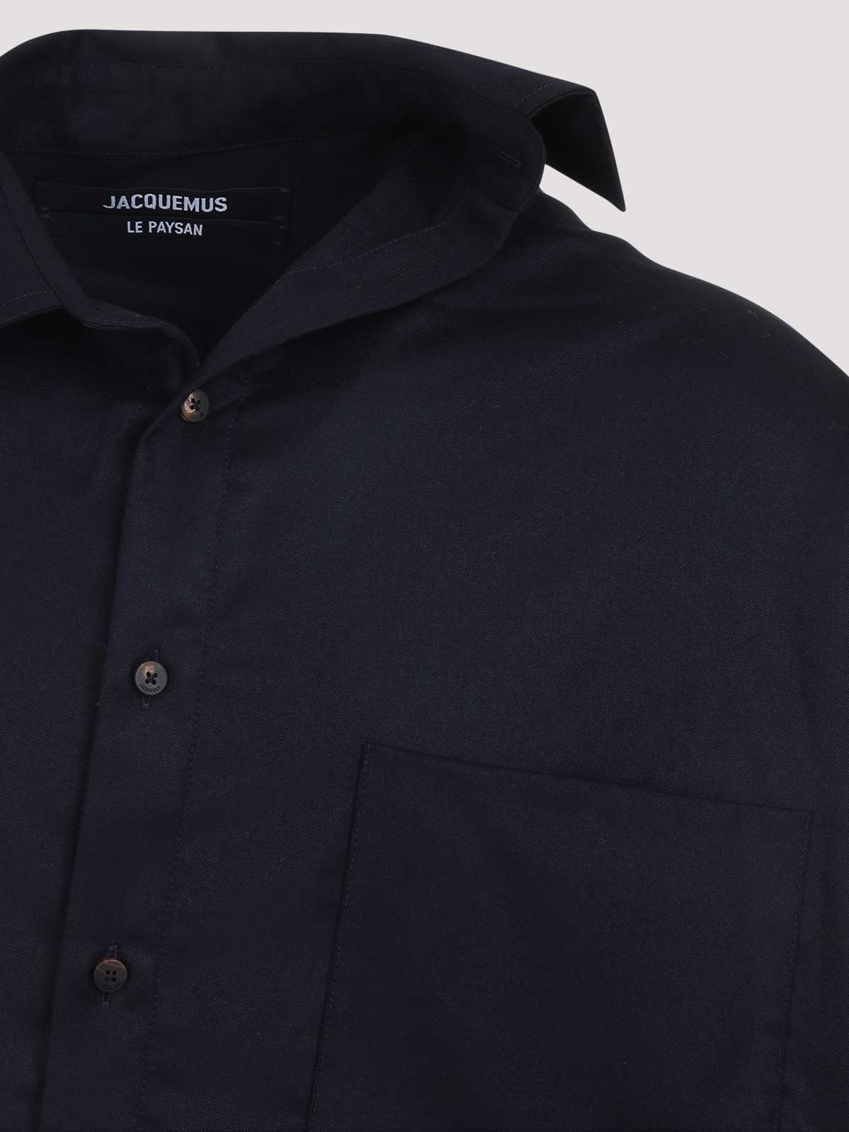 Jacquemus Long Sleeve Checkered Shirt Chest Pocket In Blue