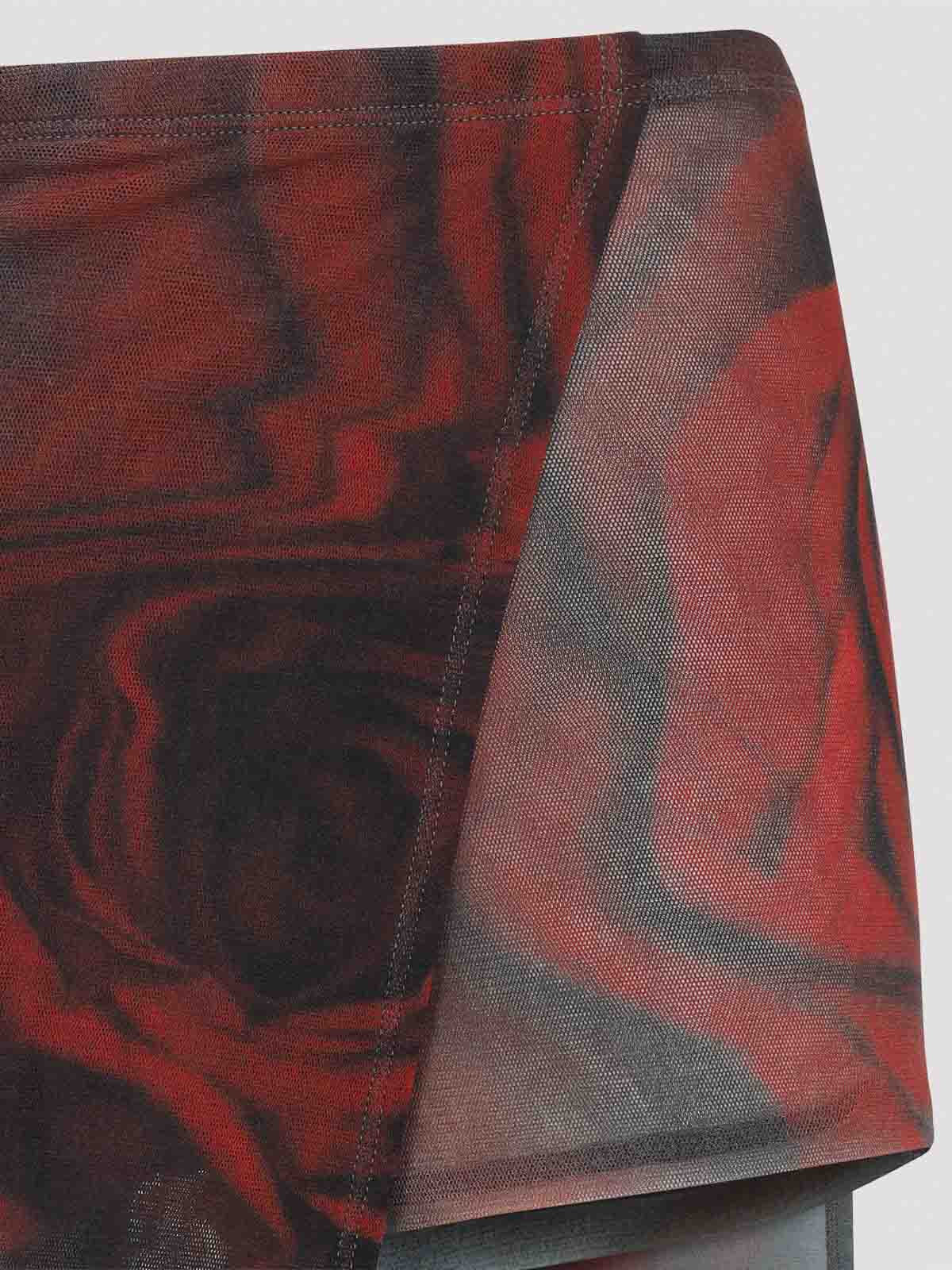 Jean Paul Gaultier Blurry Roses Asymmetric Midi Skirt In Gray