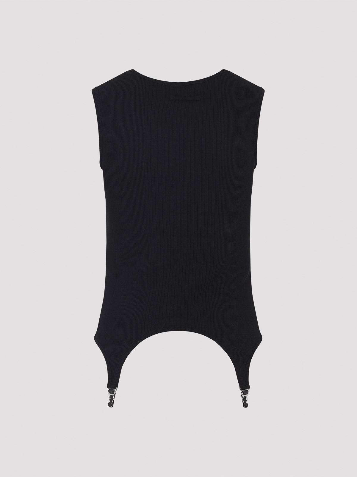 Jean Paul Gaultier Ribbed Cotton Lingerie Garter Top With Belt Loop Detail In Black