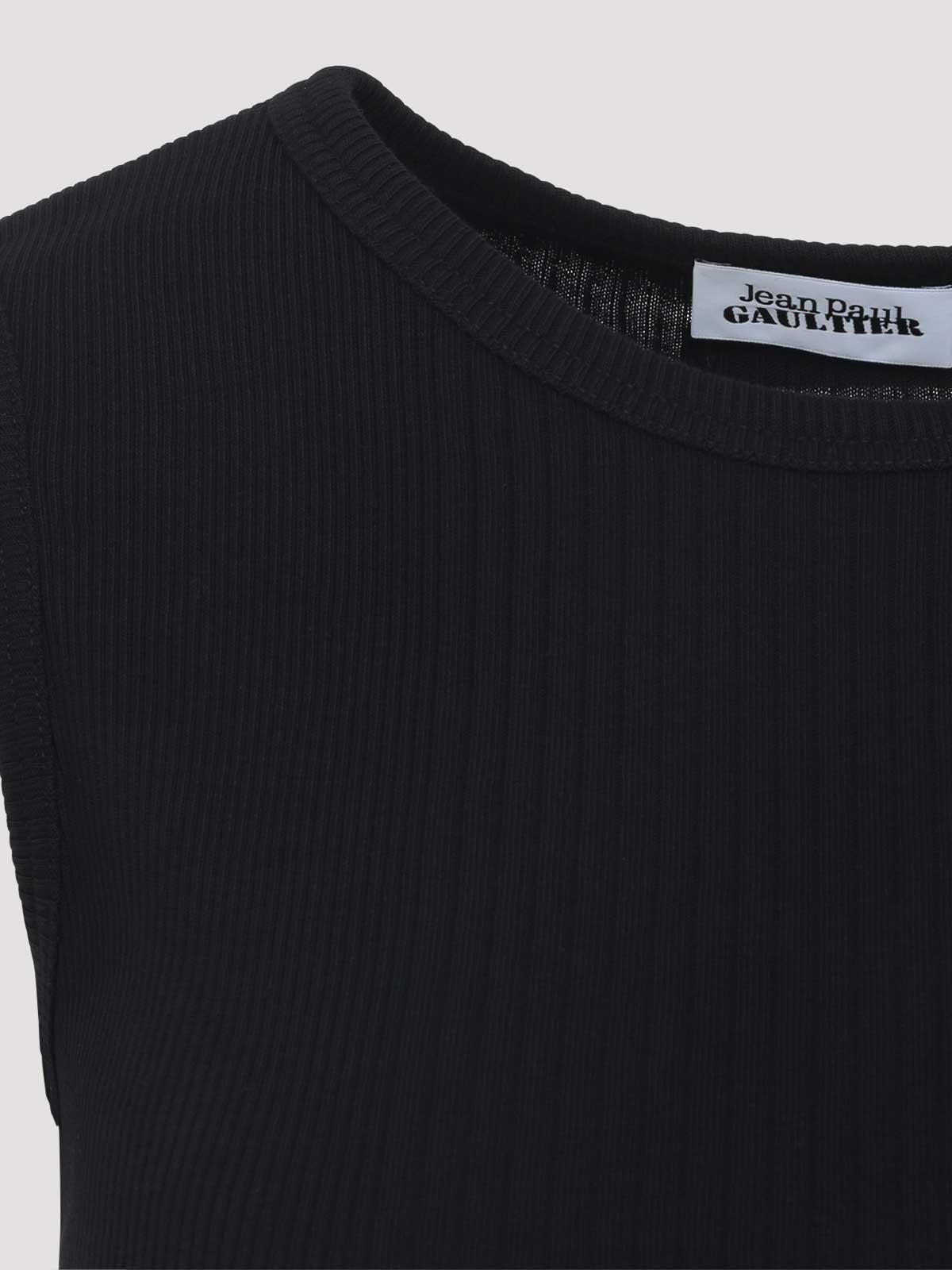 Jean Paul Gaultier Ribbed Cotton Lingerie Garter Top With Belt Loop Detail In Black