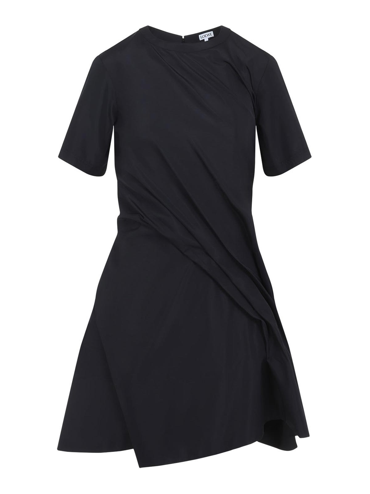 Loewe Draped Asymmetric Dress Short Sleeves In Blue