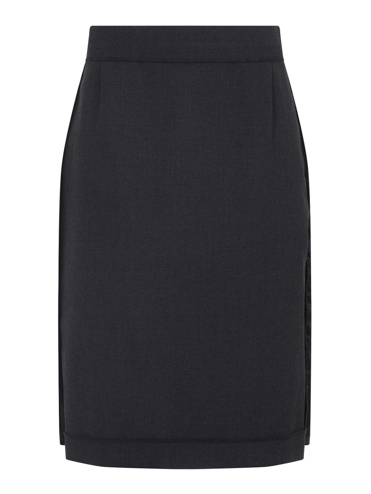 Maison Margiela Straight Midi Skirt With High Waist In Black
