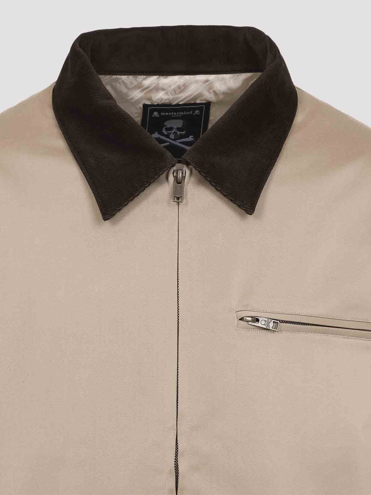 Mastermind Japan Tailored Cotton Jacket With Contrasting Collar And Graphic Detail In Brown