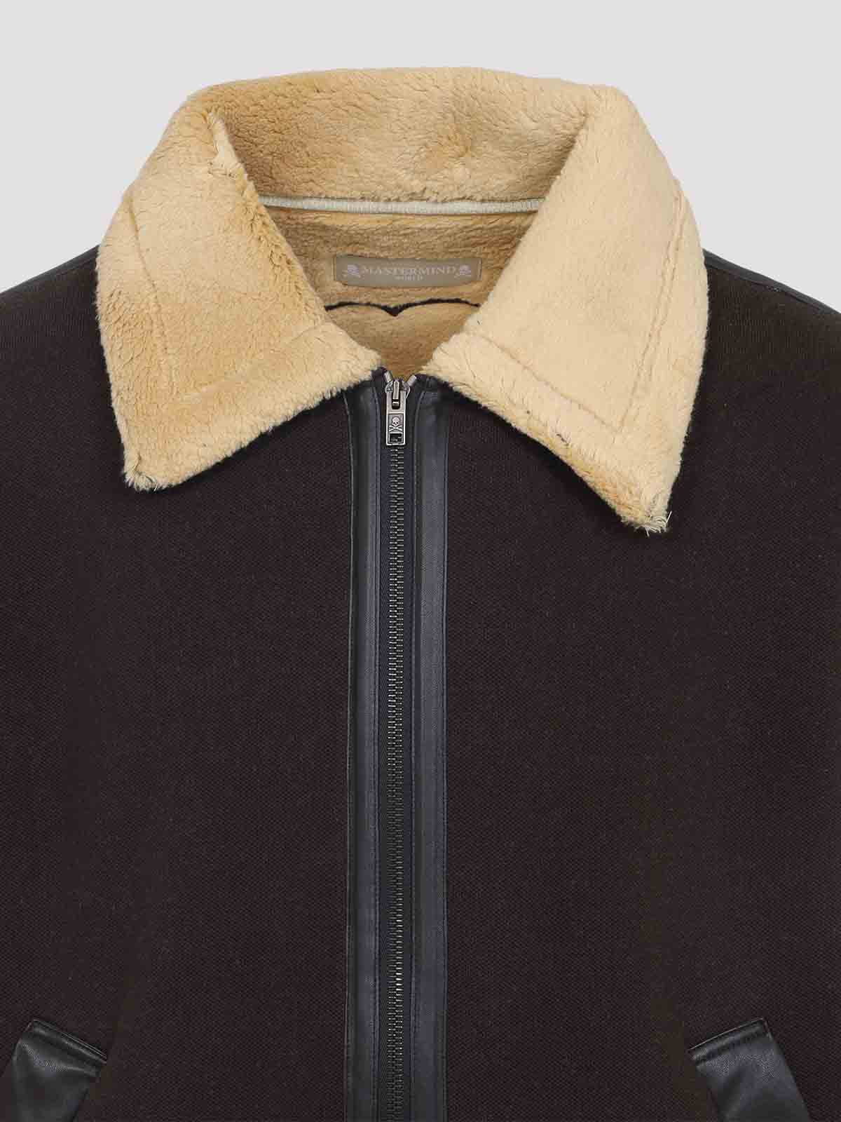 Mastermind Japan Brown Cotton Mutton Jacket With Embroidered Skull Detail In Brown