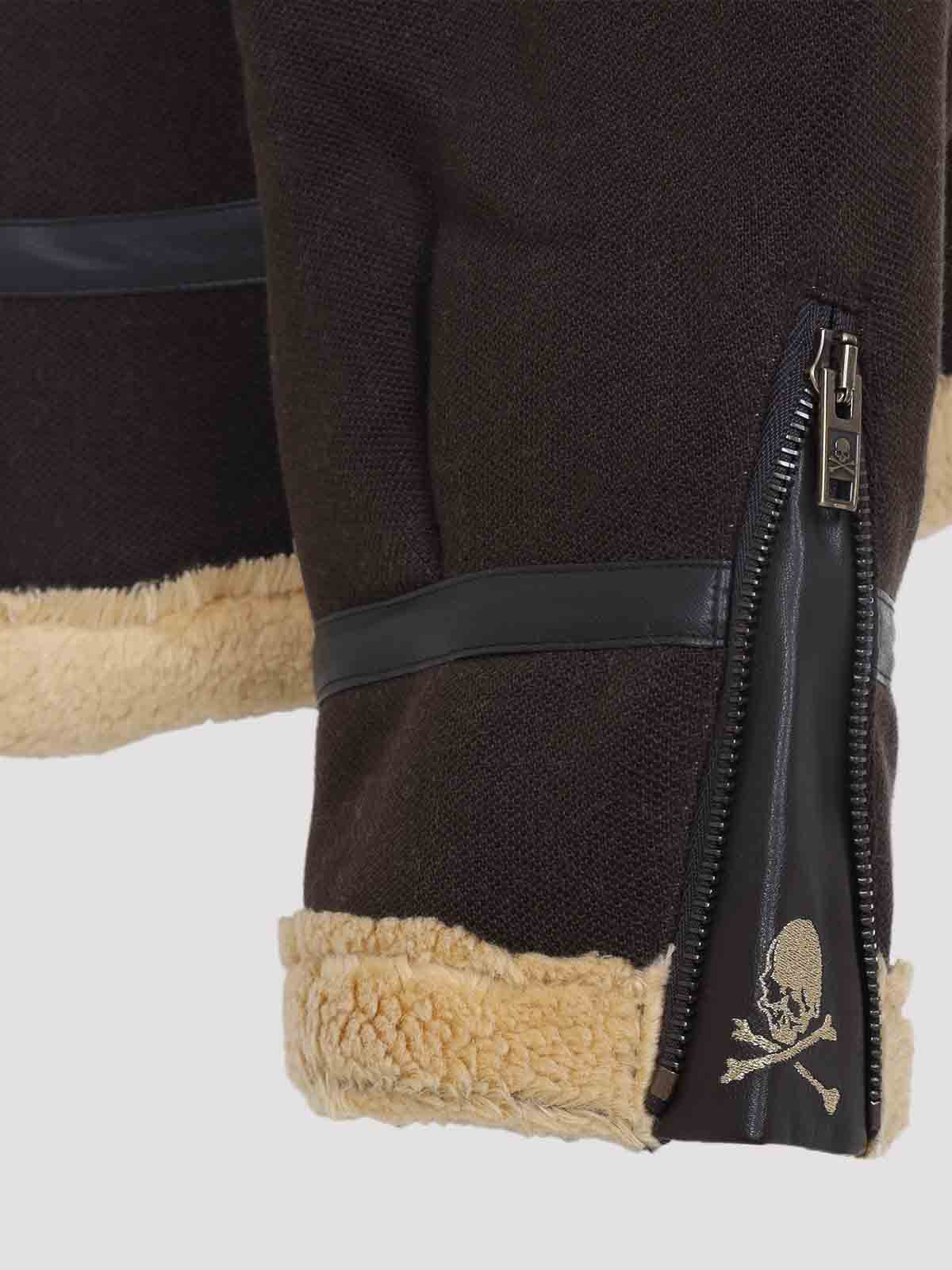 Mastermind Japan Brown Cotton Mutton Jacket With Embroidered Skull Detail In Brown