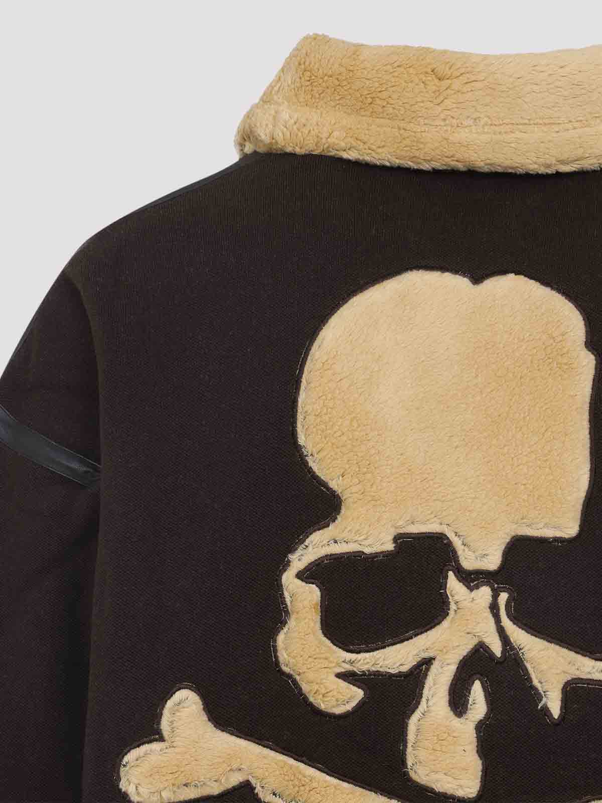 Mastermind Japan Brown Cotton Mutton Jacket With Embroidered Skull Detail In Brown