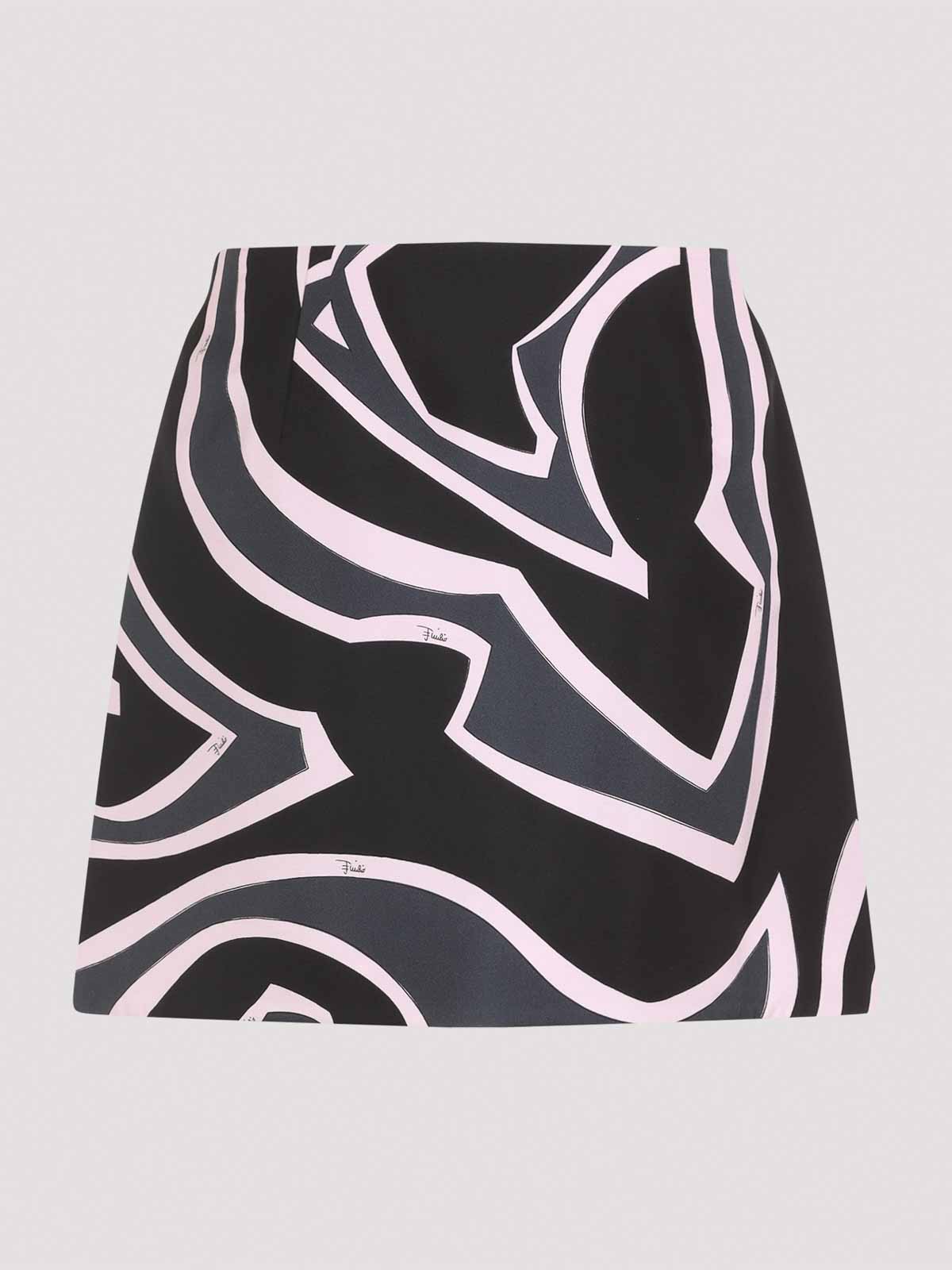 Pucci High Waist Abstract Pattern Mini Skirt In Black