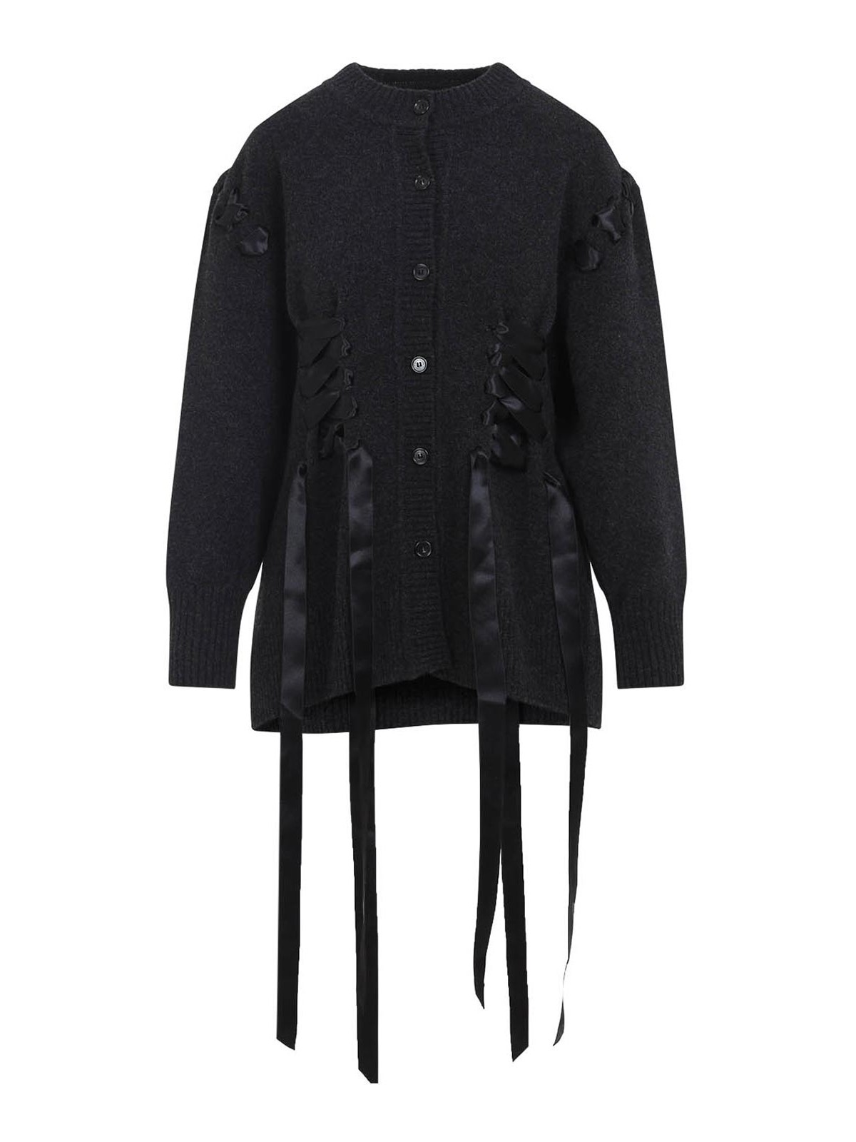 Simone Rocha Sculpted Ribbon Corset Cardigan In Gray