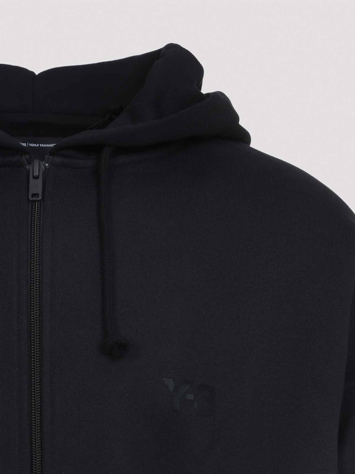 Y-3 Brushed Terry Hoodie With Drawstring Hood In Black