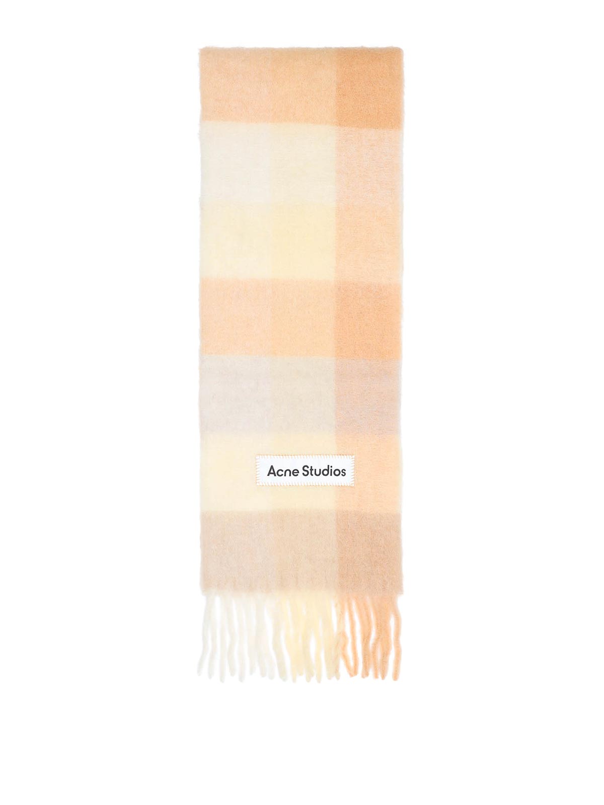 Acne Studios Alpaca Wool Blend Checkered Pattern Scarf In Neutral
